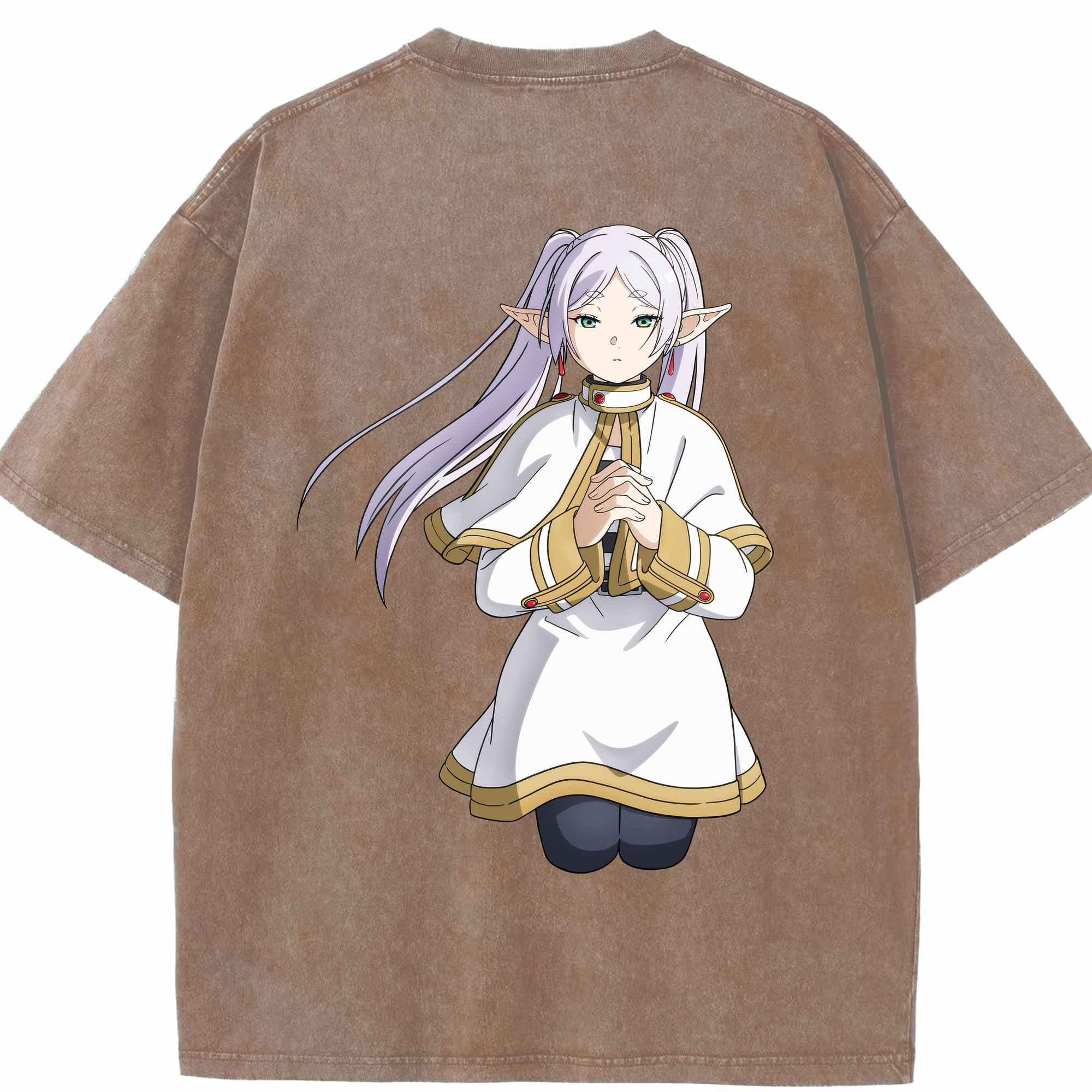 （画像用） 葬送のフリーレン Frieren 綿100% ヴィンテージ風 半袖Tシャツ（背面プリント）