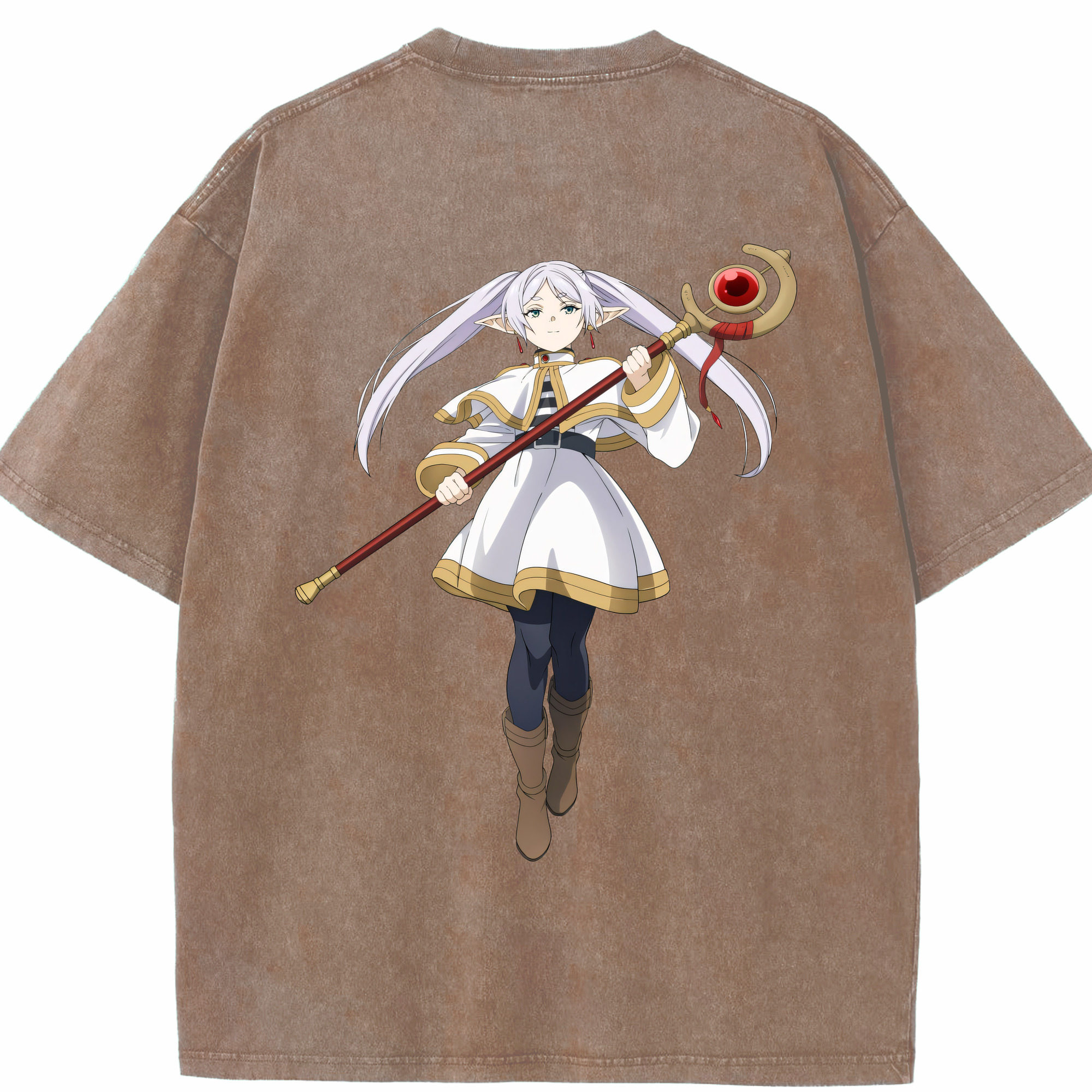 （画像用） 葬送のフリーレン Frieren 綿100% ヴィンテージ風 半袖Tシャツ（背面プリント）