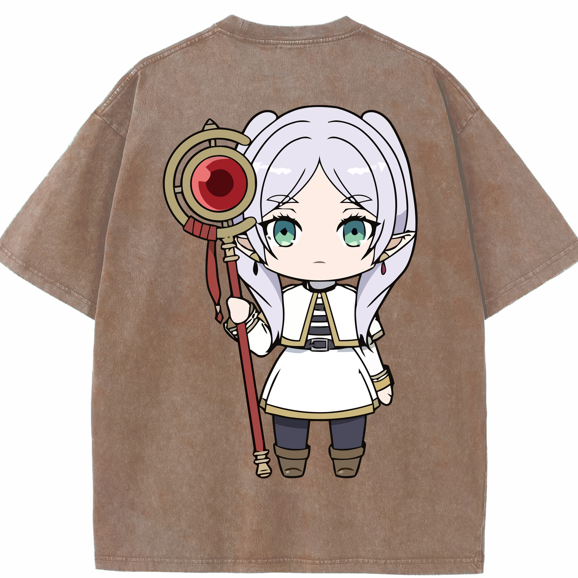 （画像用） 葬送のフリーレン Frieren 綿100% ヴィンテージ風 半袖Tシャツ（背面プリント）