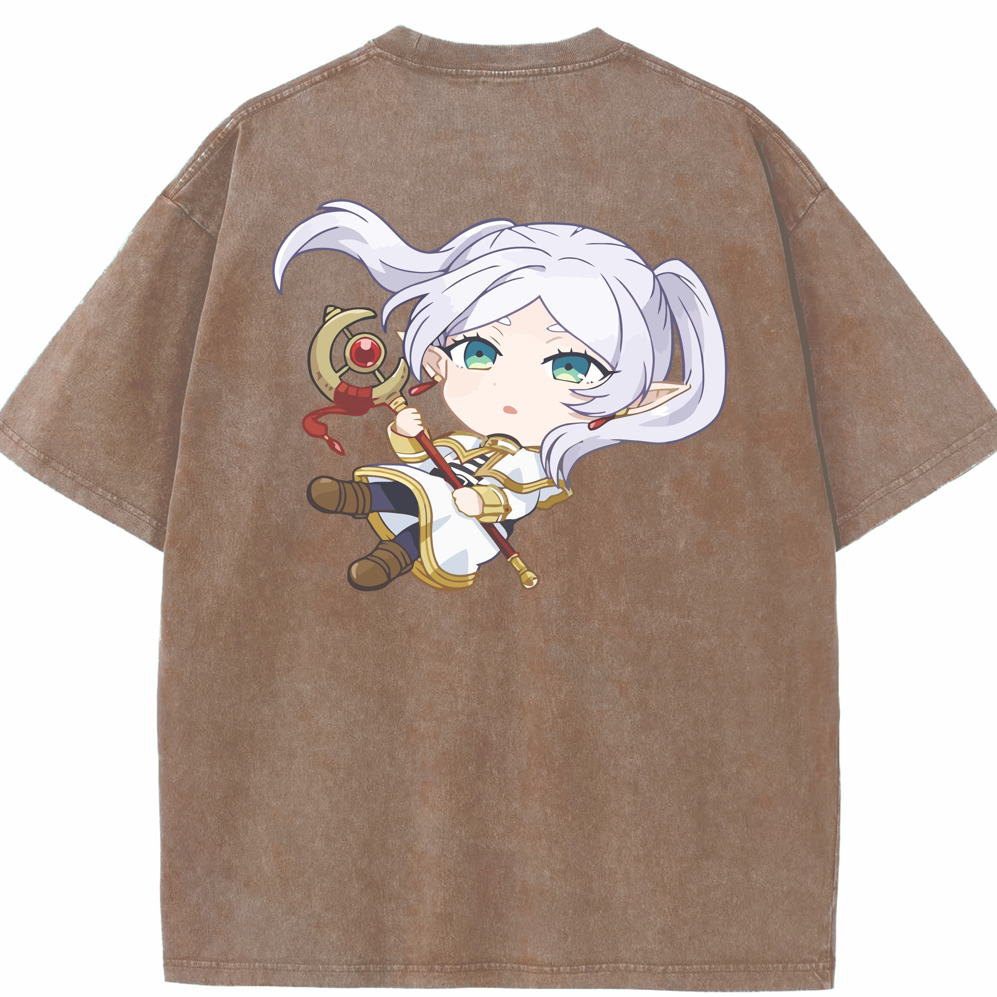 （画像用） 葬送のフリーレン Frieren 綿100% ヴィンテージ風 半袖Tシャツ（背面プリント）