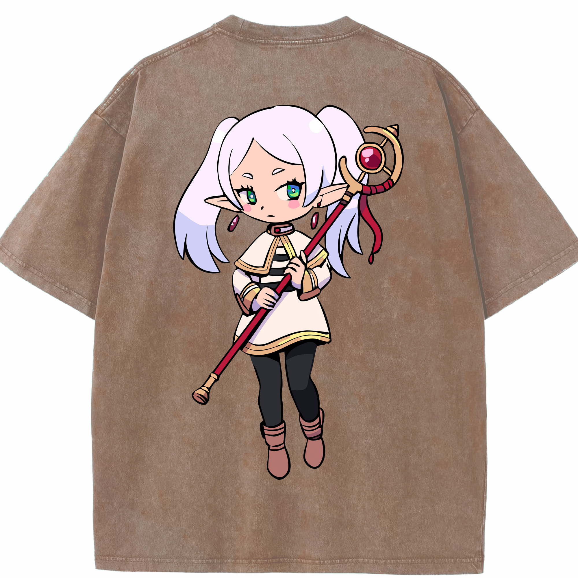 （画像用） 葬送のフリーレン Frieren 綿100% ヴィンテージ風 半袖Tシャツ（背面プリント）