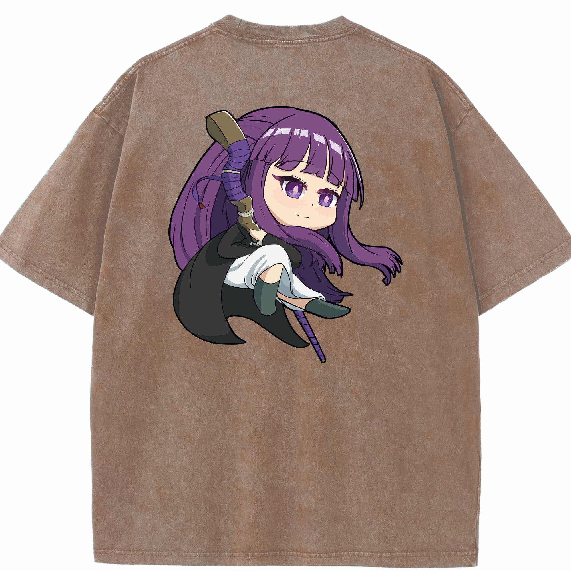 （画像用） 葬送のフリーレン Frieren 綿100% ヴィンテージ風 半袖Tシャツ（背面プリント）
