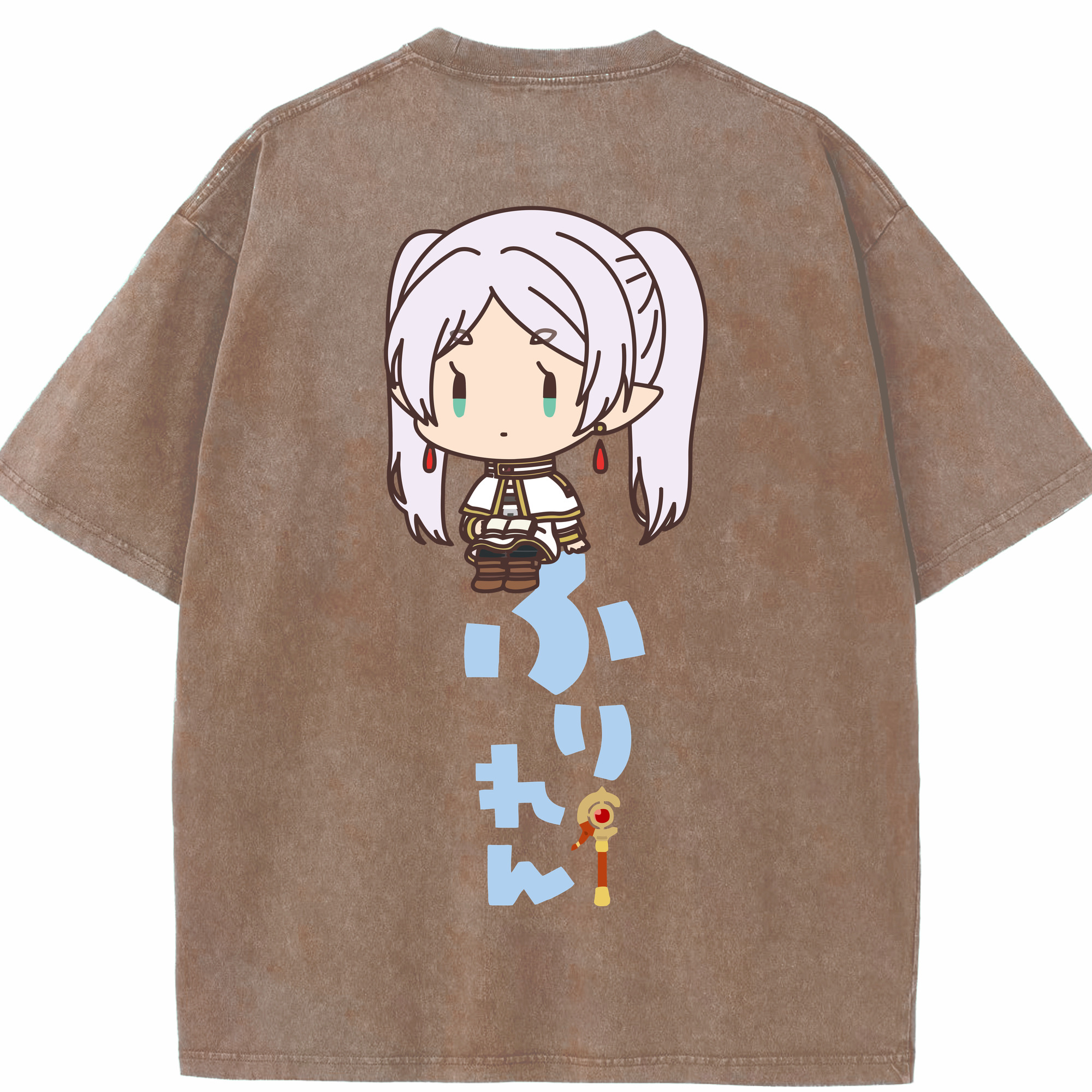 （画像用） 葬送のフリーレン Frieren 綿100% ヴィンテージ風 半袖Tシャツ（背面プリント）