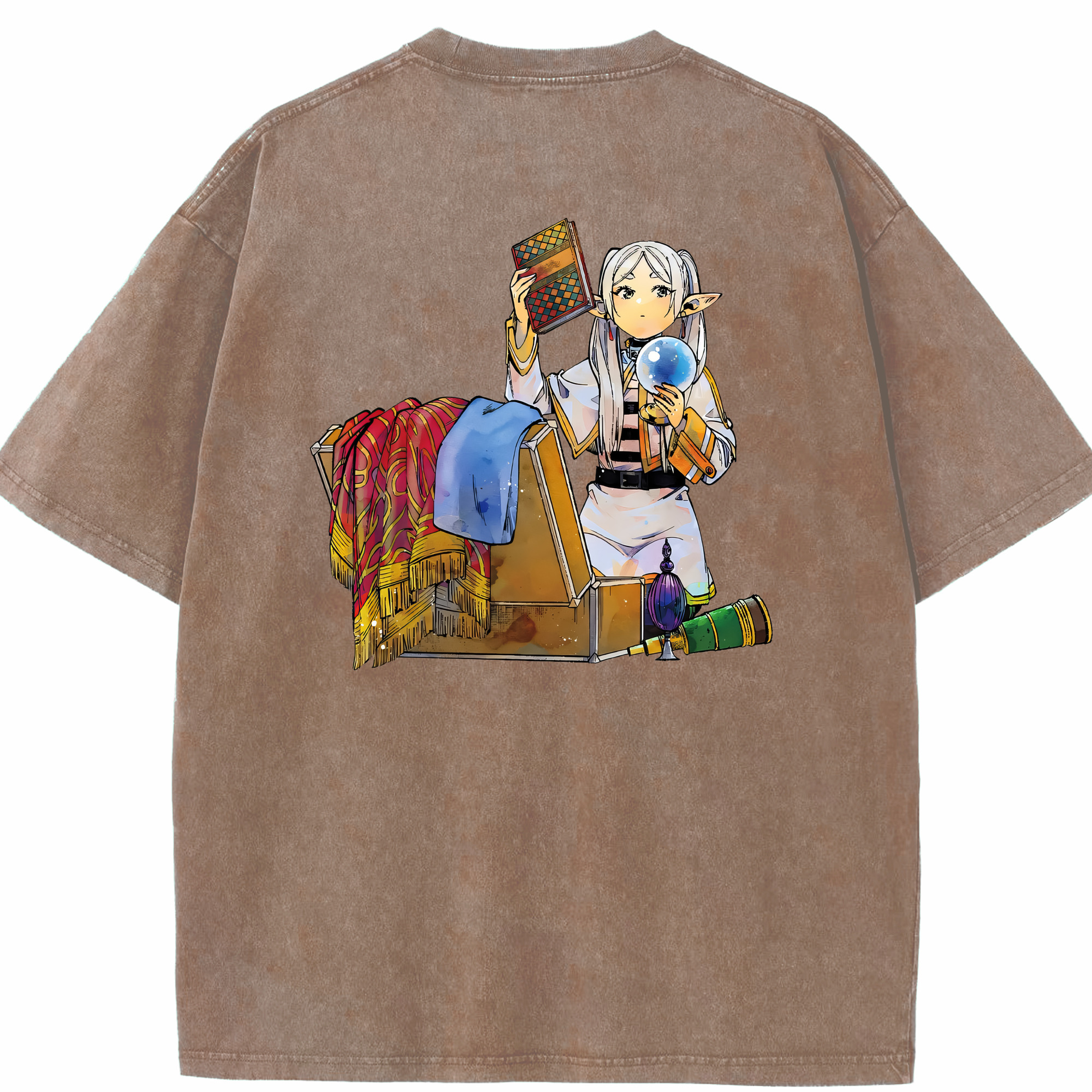 （画像用） 葬送のフリーレン Frieren 綿100% ヴィンテージ風 半袖Tシャツ（背面プリント）
