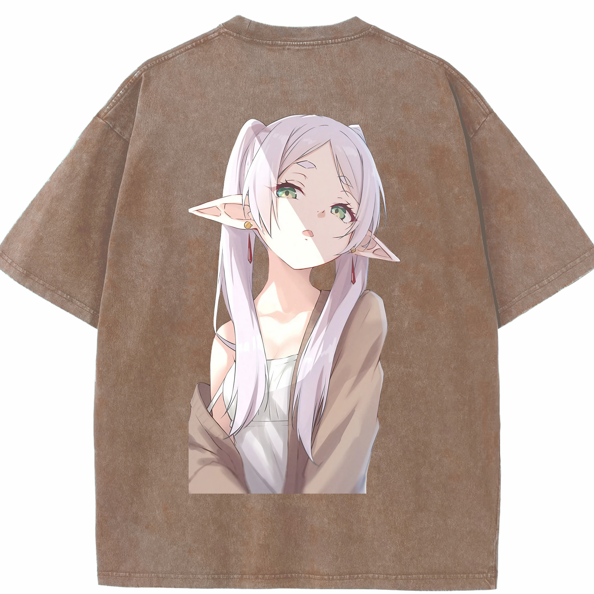 （画像用） 葬送のフリーレン Frieren 綿100% ヴィンテージ風 半袖Tシャツ（背面プリント）