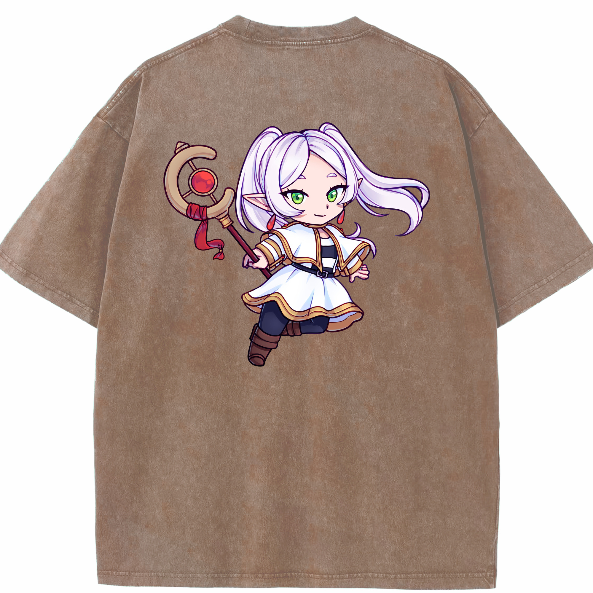 （画像用） 葬送のフリーレン Frieren 綿100% ヴィンテージ風 半袖Tシャツ（背面プリント）