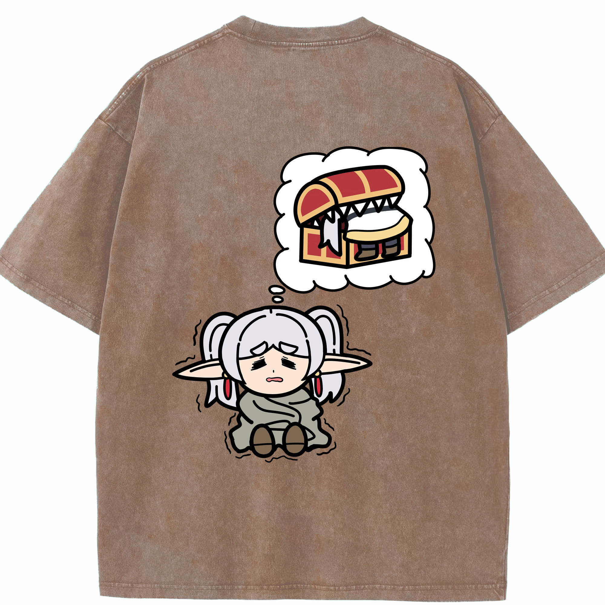 （画像用） 葬送のフリーレン Frieren 綿100% ヴィンテージ風 半袖Tシャツ（背面プリント）