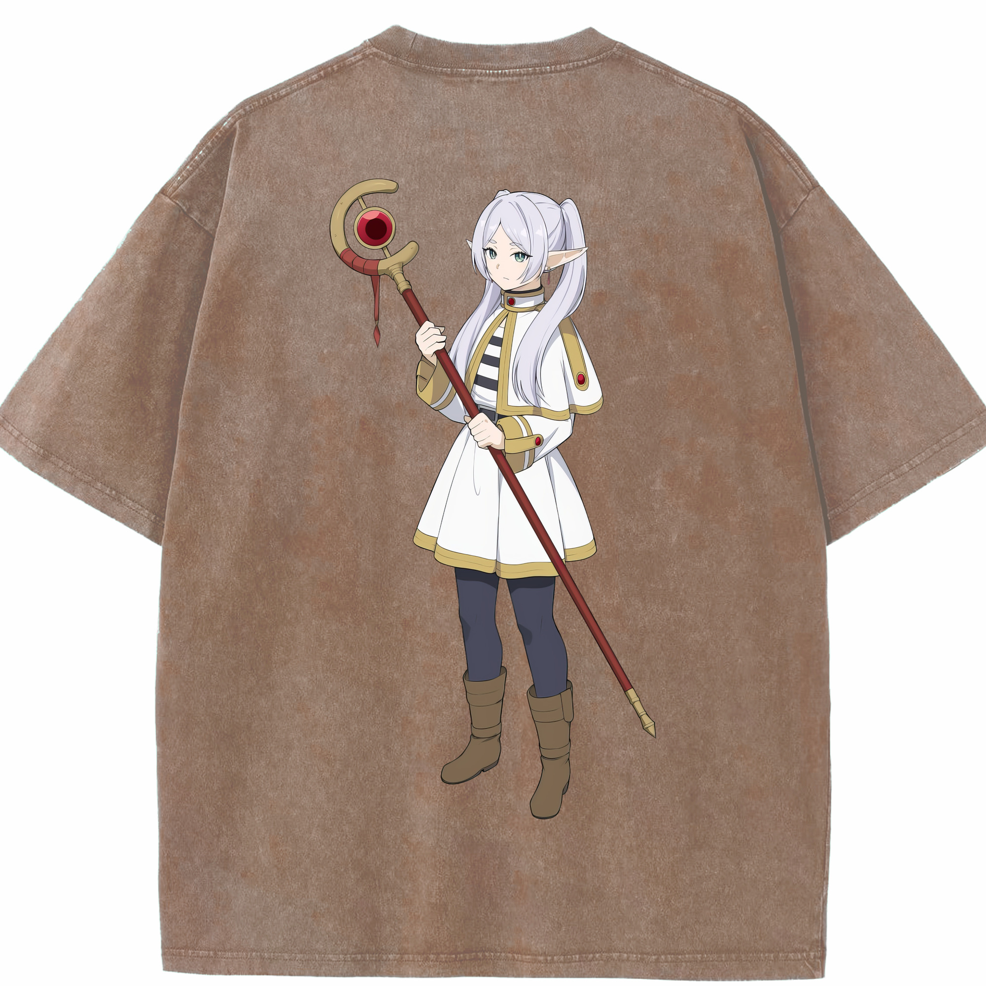 （画像用） 葬送のフリーレン Frieren 綿100% ヴィンテージ風 半袖Tシャツ（背面プリント）