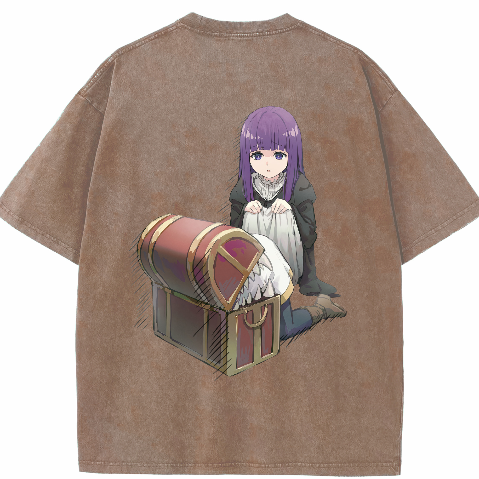 （画像用） 葬送のフリーレン Frieren 綿100% ヴィンテージ風 半袖Tシャツ（背面プリント）