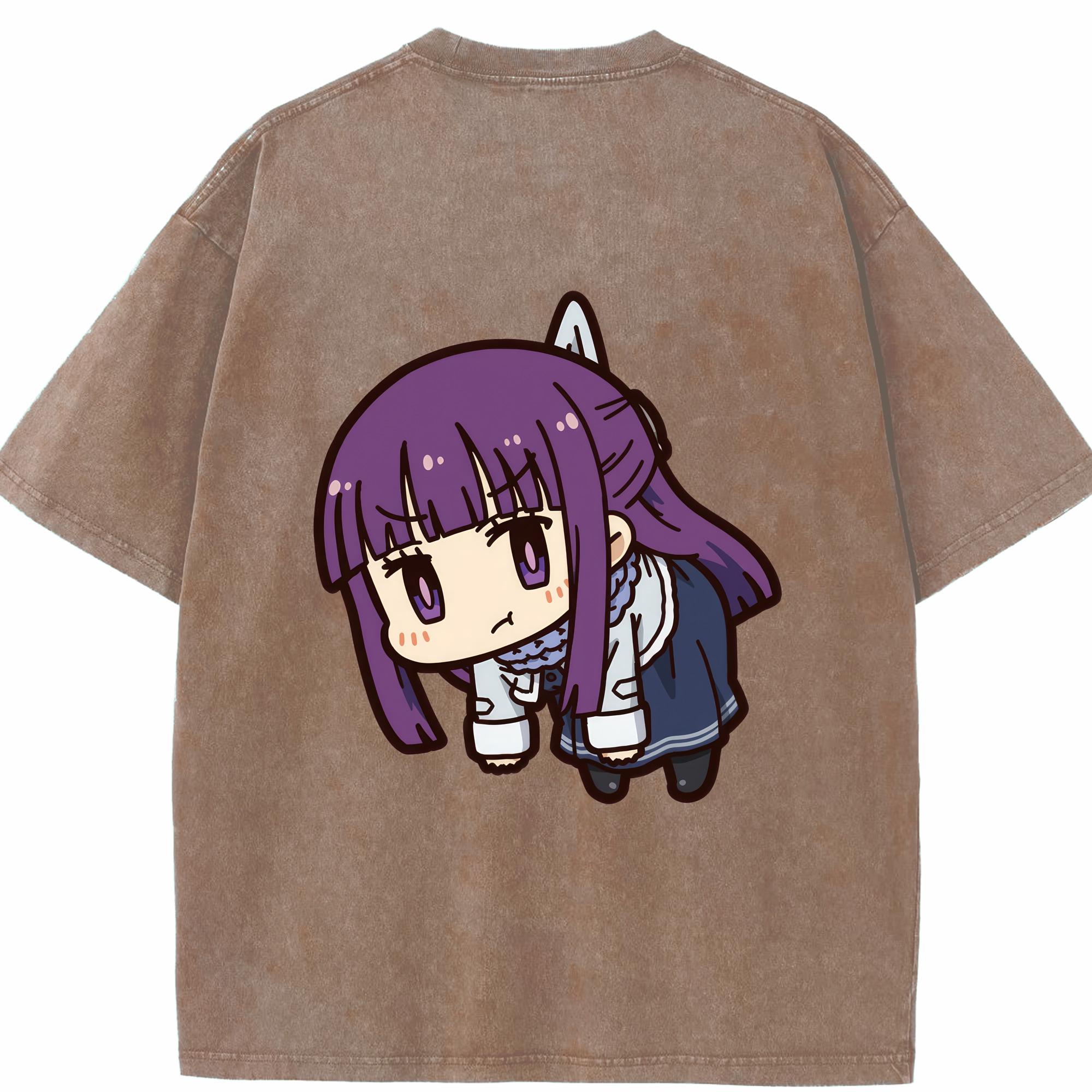 （画像用） 葬送のフリーレン Frieren 綿100% ヴィンテージ風 半袖Tシャツ（背面プリント）