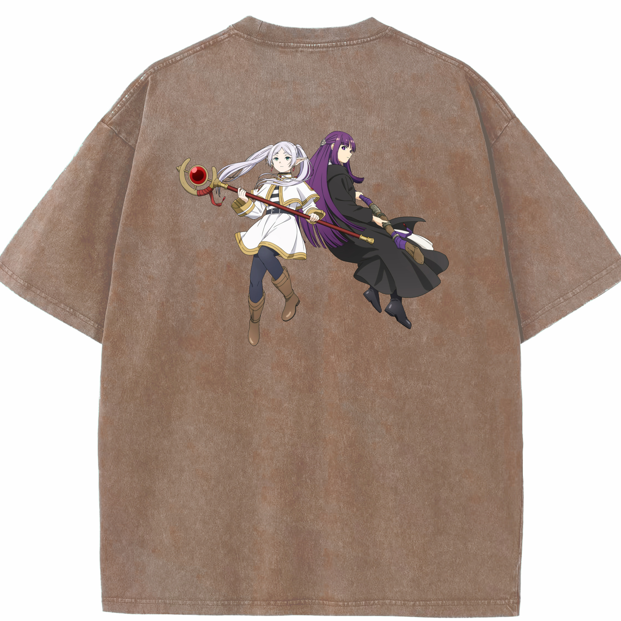 （画像用） 葬送のフリーレン Frieren 綿100% ヴィンテージ風 半袖Tシャツ（背面プリント）