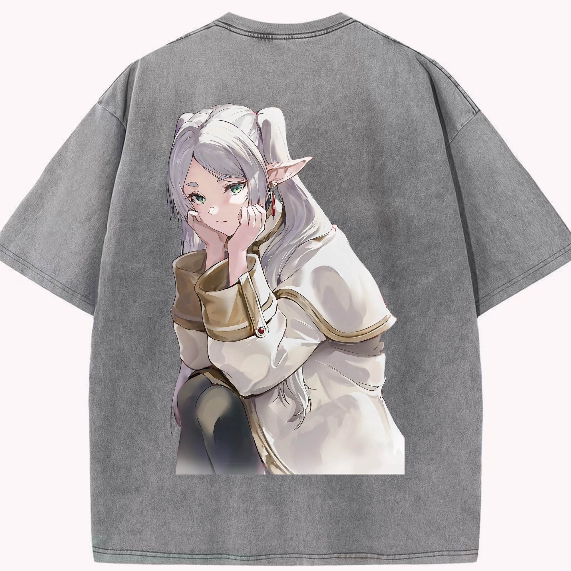 （画像用） 葬送のフリーレン Frieren 綿100% ヴィンテージ風 半袖Tシャツ（背面プリント）