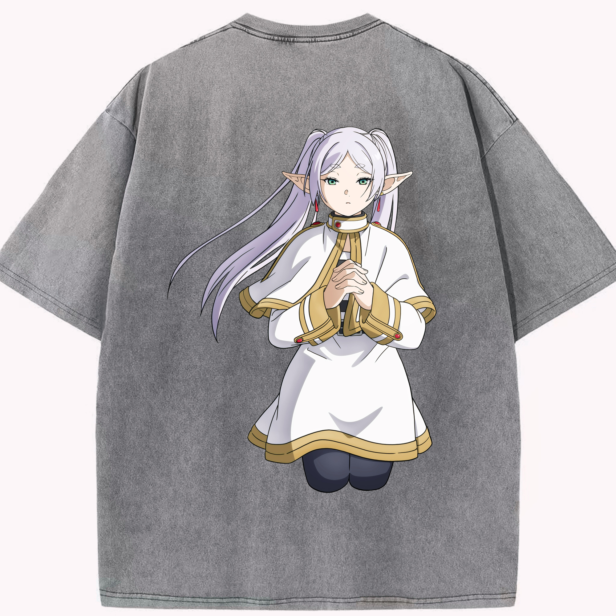 （画像用） 葬送のフリーレン Frieren 綿100% ヴィンテージ風 半袖Tシャツ（背面プリント）
