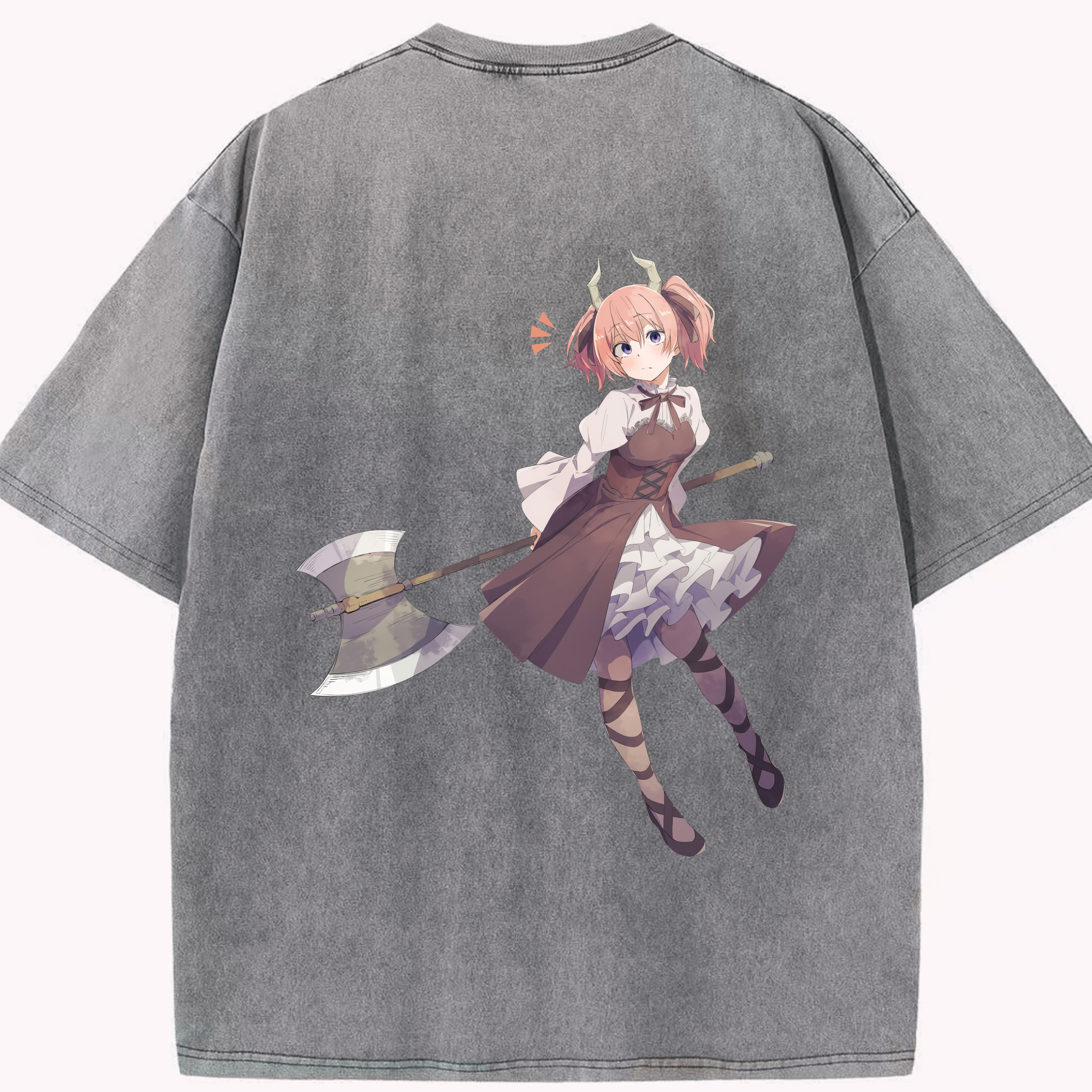 （画像用） 葬送のフリーレン Frieren 綿100% ヴィンテージ風 半袖Tシャツ（背面プリント）