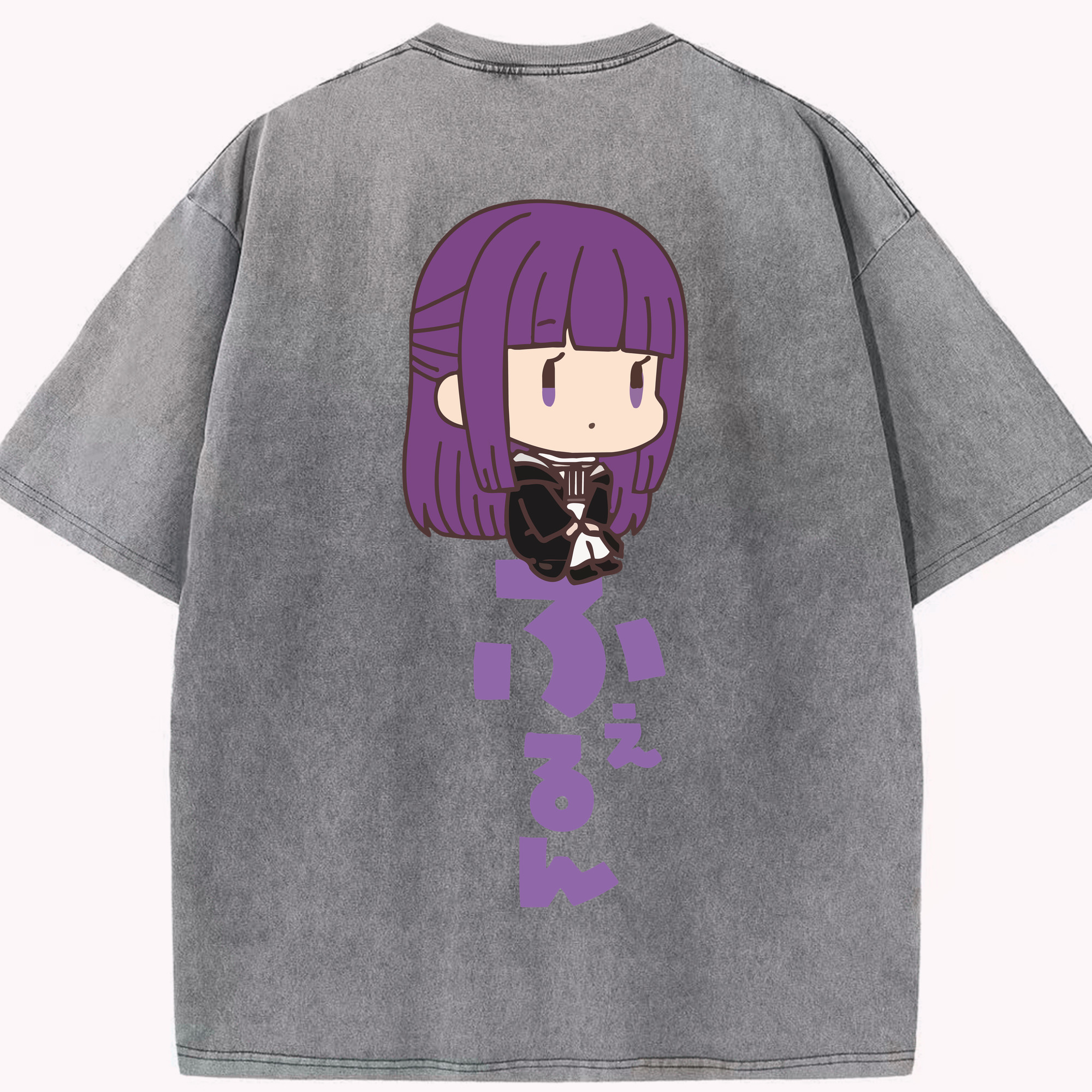 （画像用） 葬送のフリーレン Frieren 綿100% ヴィンテージ風 半袖Tシャツ（背面プリント）