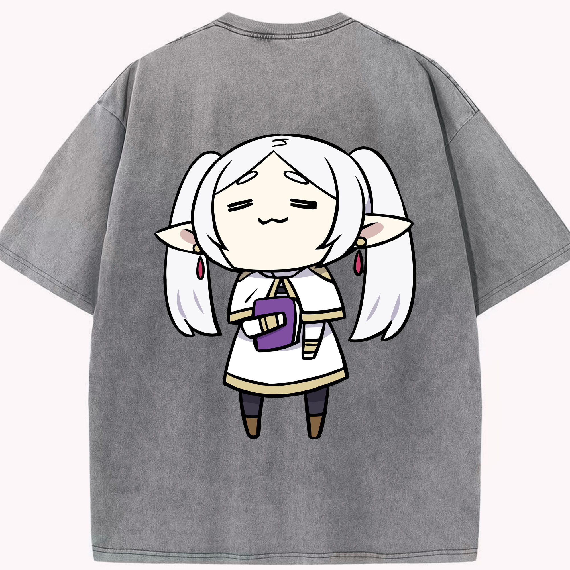 （画像用） 葬送のフリーレン Frieren 綿100% ヴィンテージ風 半袖Tシャツ（背面プリント）