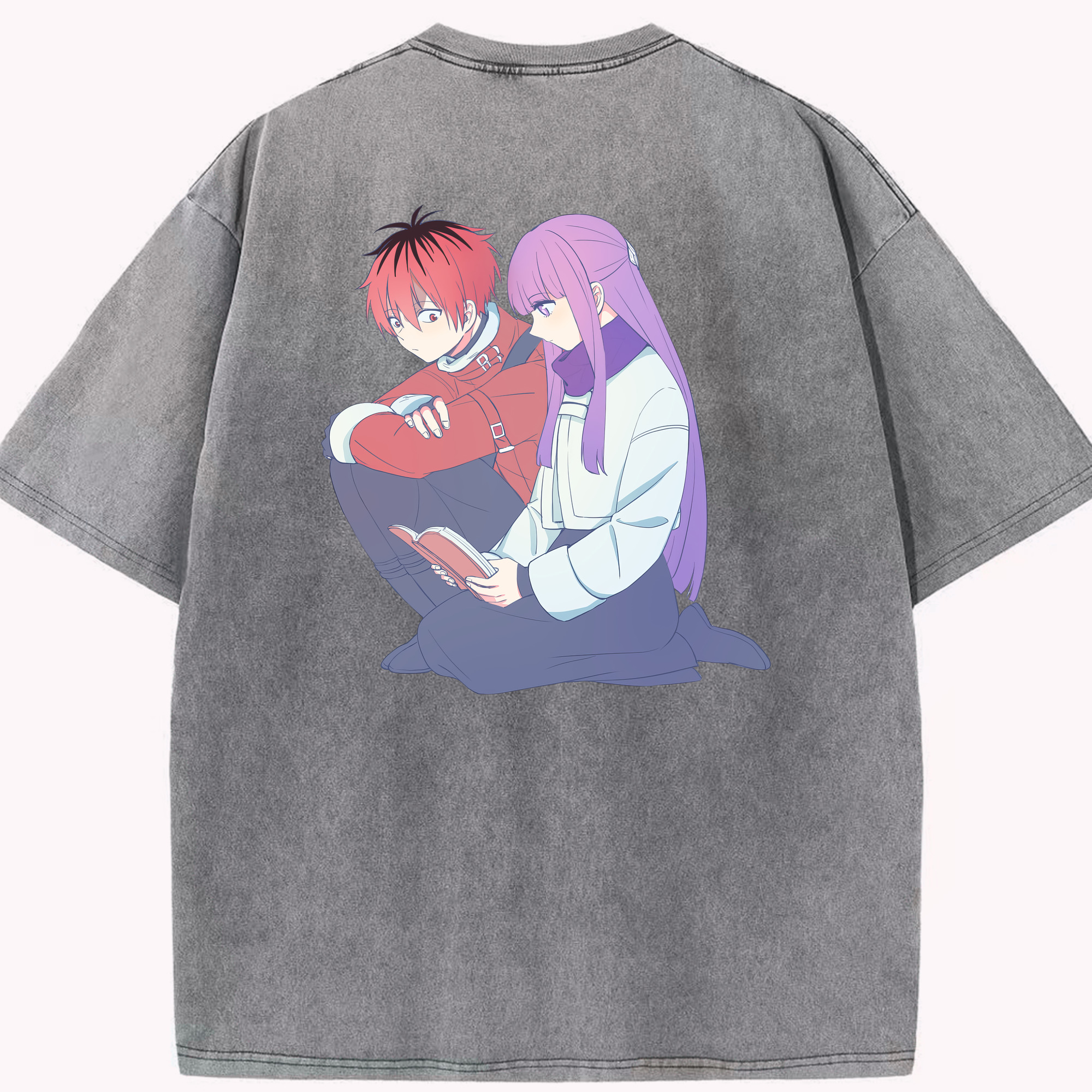 （画像用） 葬送のフリーレン Frieren 綿100% ヴィンテージ風 半袖Tシャツ（背面プリント）