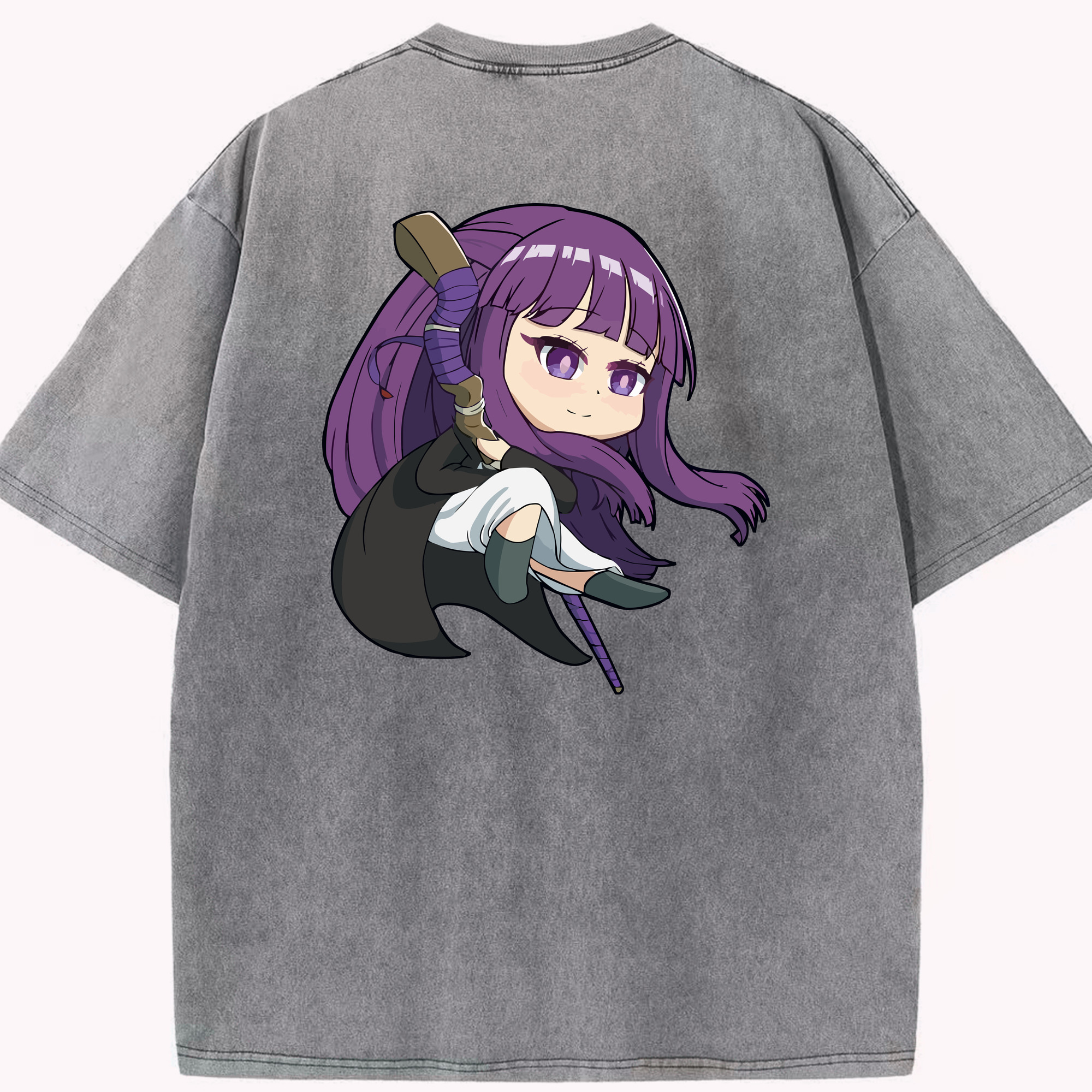 （画像用） 葬送のフリーレン Frieren 綿100% ヴィンテージ風 半袖Tシャツ（背面プリント）