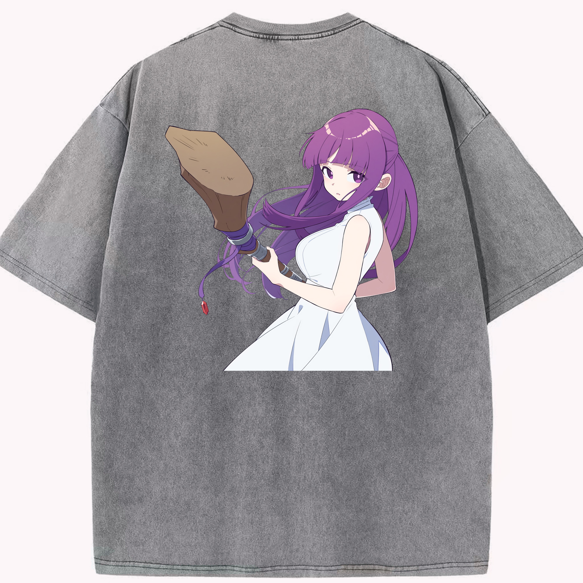 （画像用） 葬送のフリーレン Frieren 綿100% ヴィンテージ風 半袖Tシャツ（背面プリント）