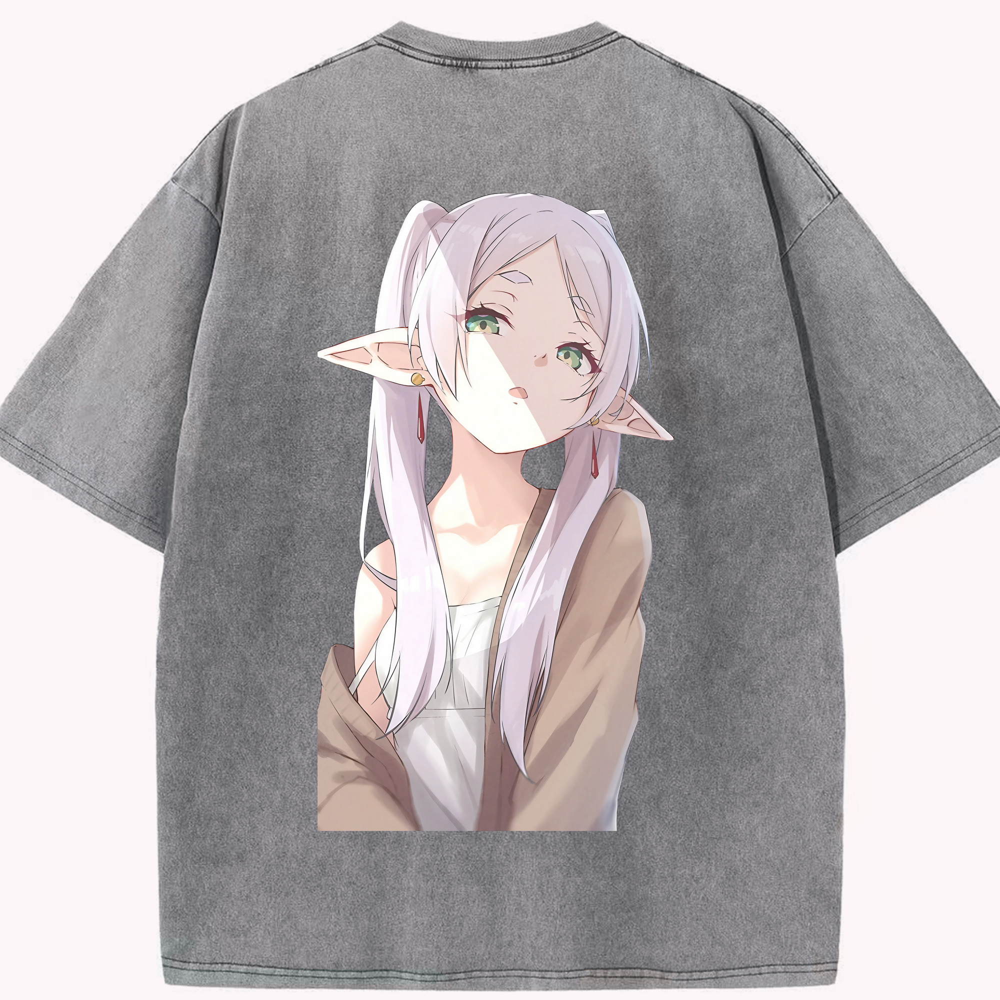 （画像用） 葬送のフリーレン Frieren 綿100% ヴィンテージ風 半袖Tシャツ（背面プリント）