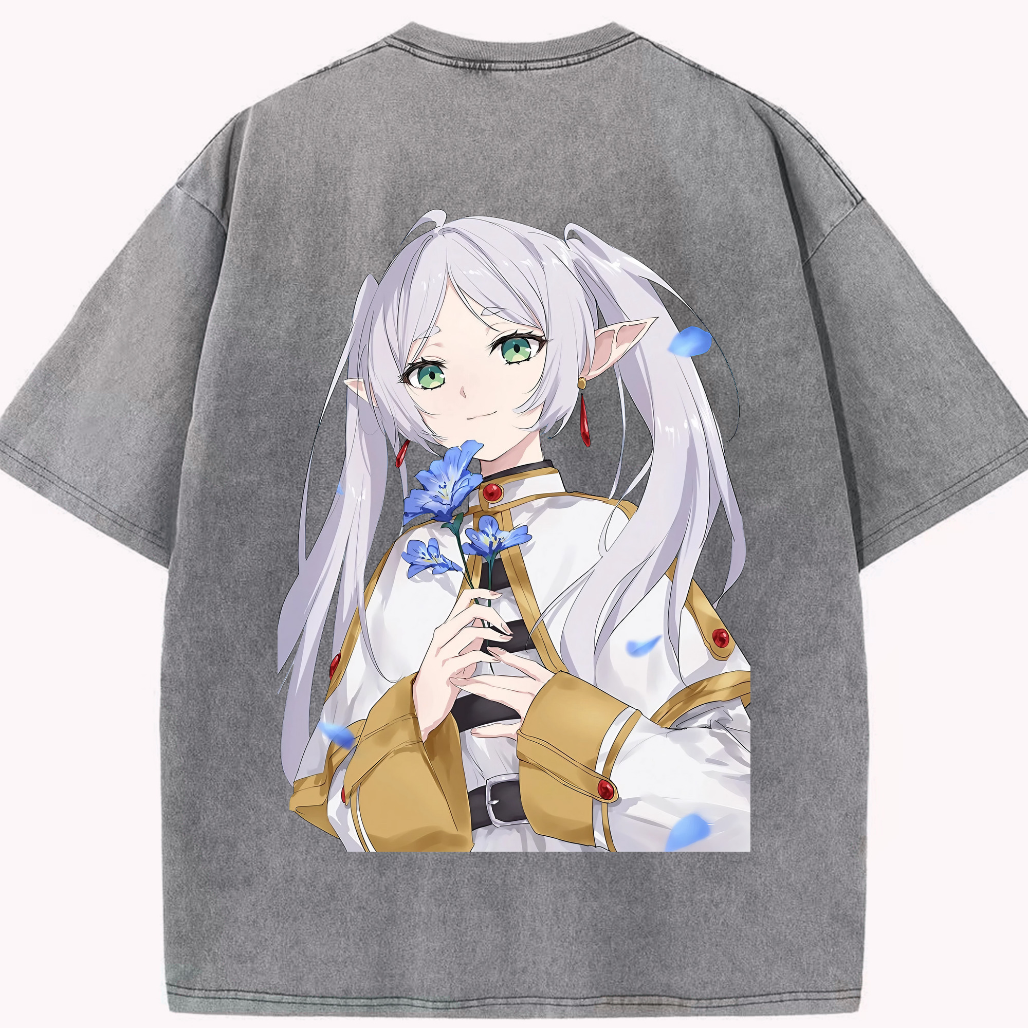 （画像用） 葬送のフリーレン Frieren 綿100% ヴィンテージ風 半袖Tシャツ（背面プリント）