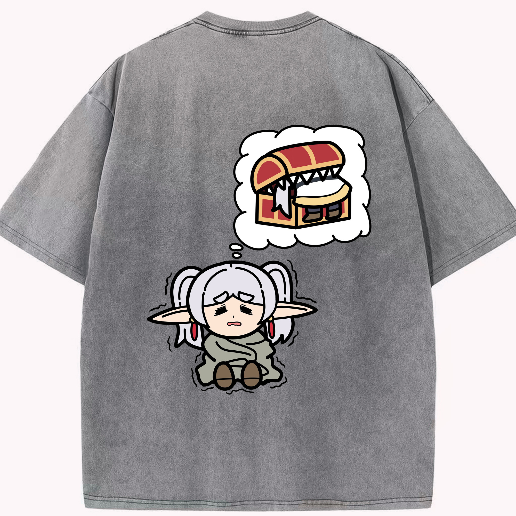 （画像用） 葬送のフリーレン Frieren 綿100% ヴィンテージ風 半袖Tシャツ（背面プリント）