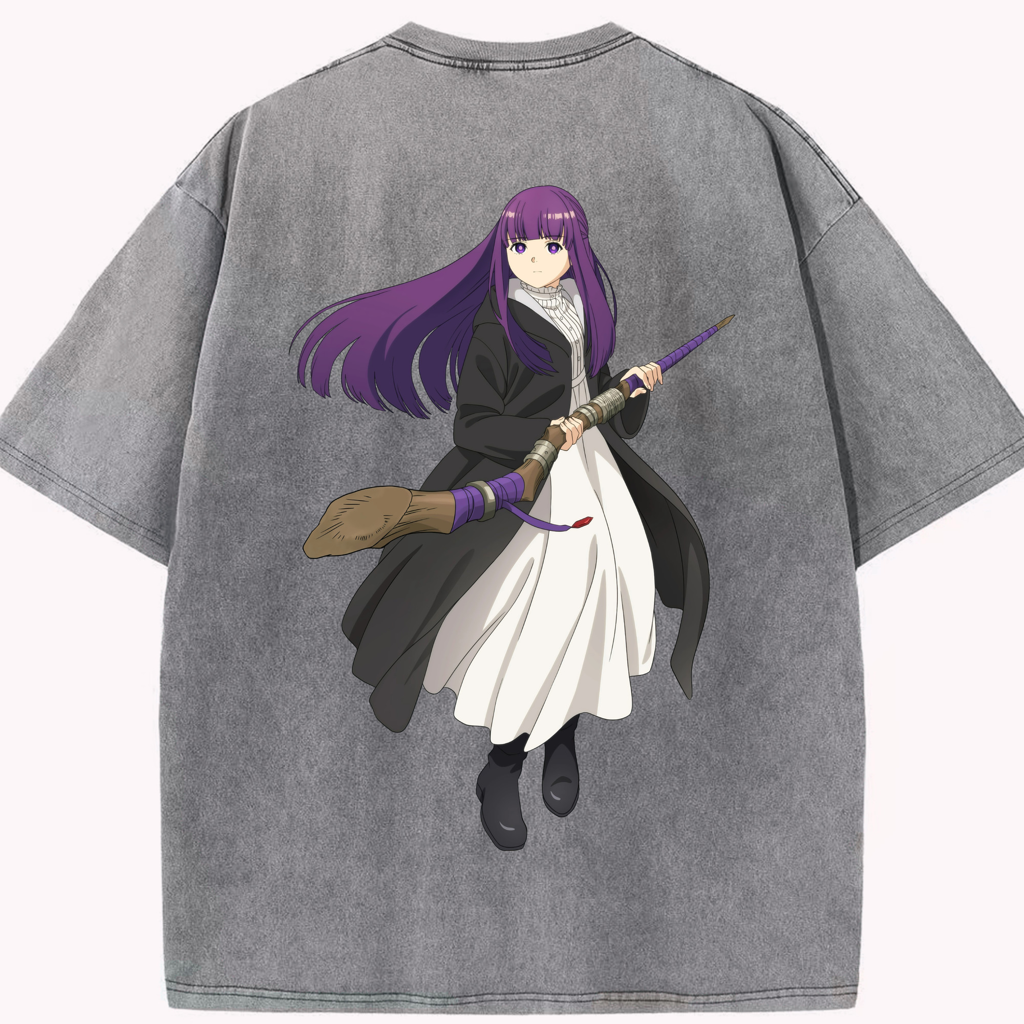 （画像用） 葬送のフリーレン Frieren 綿100% ヴィンテージ風 半袖Tシャツ（背面プリント）