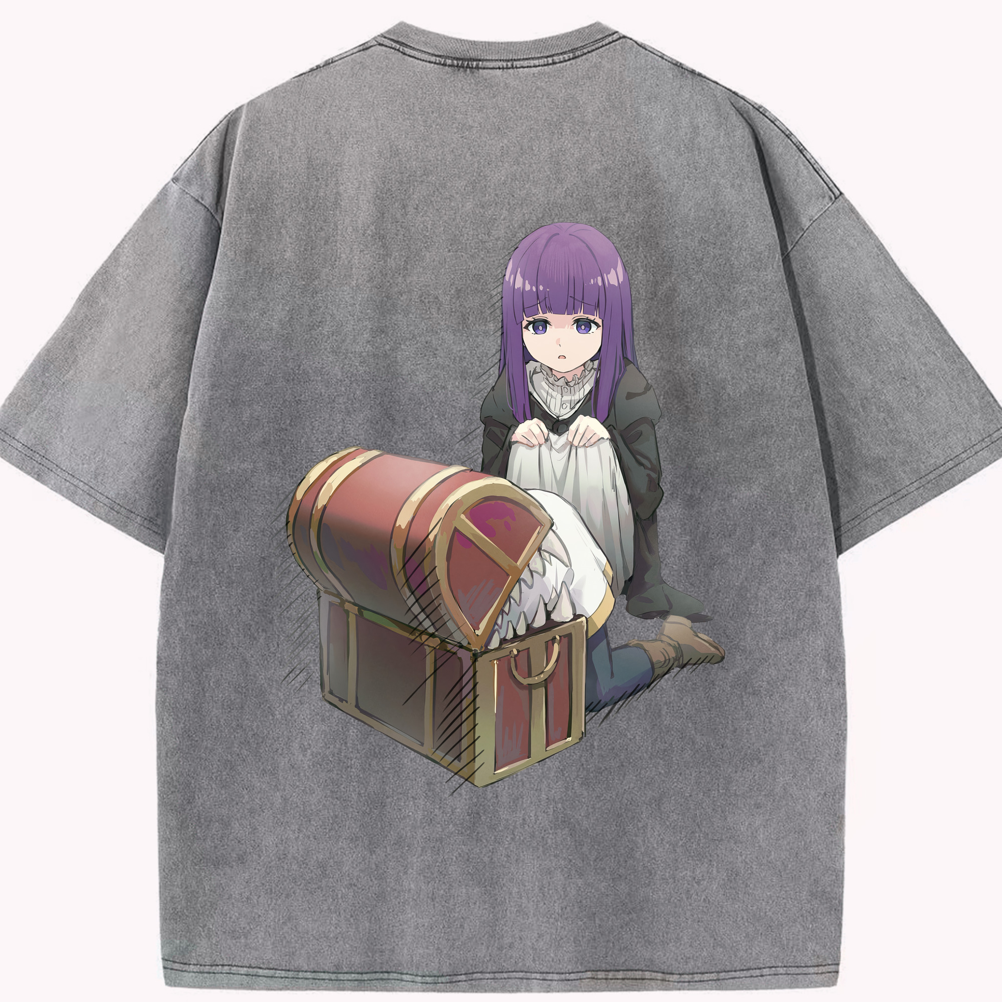 （画像用） 葬送のフリーレン Frieren 綿100% ヴィンテージ風 半袖Tシャツ（背面プリント）
