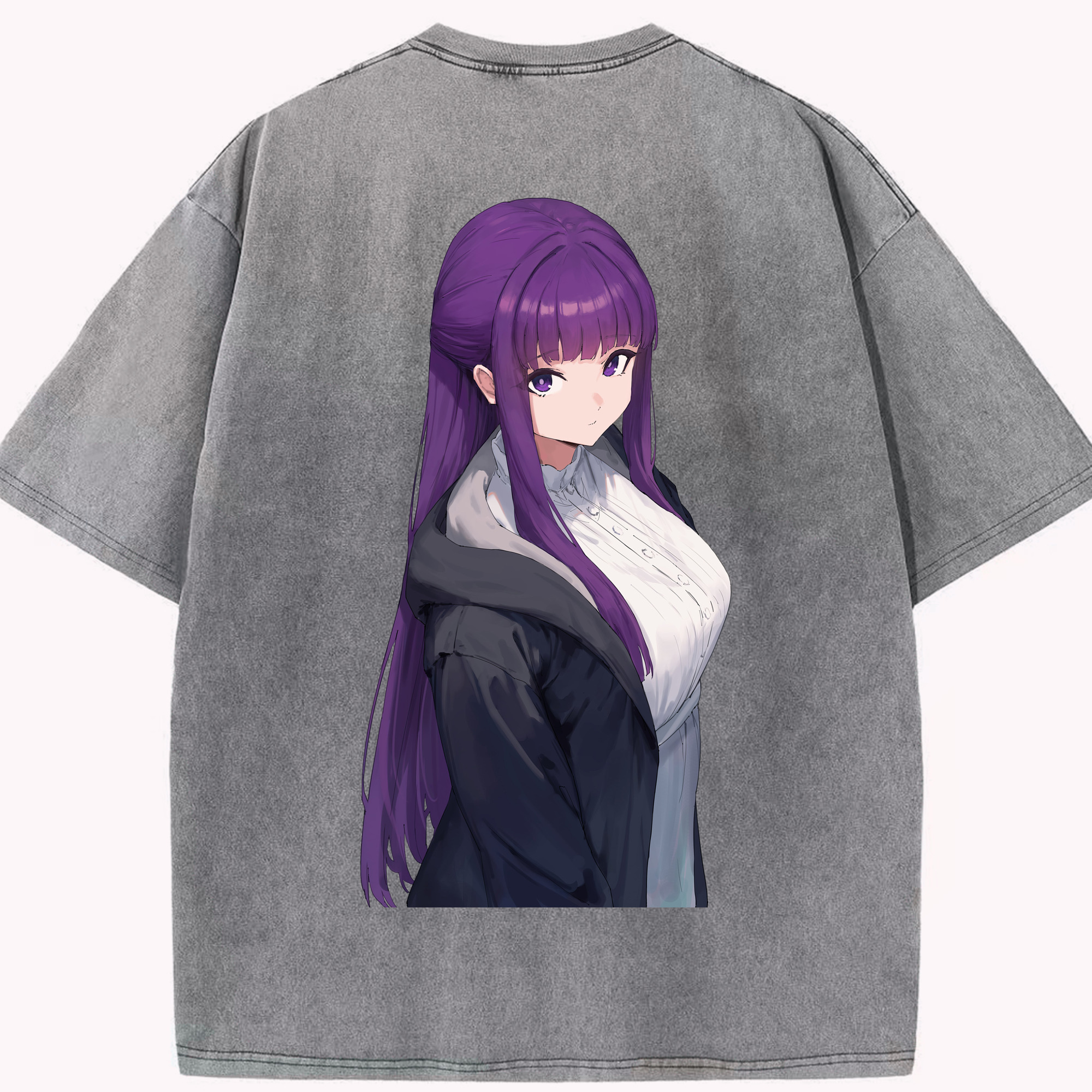 （画像用） 葬送のフリーレン Frieren 綿100% ヴィンテージ風 半袖Tシャツ（背面プリント）