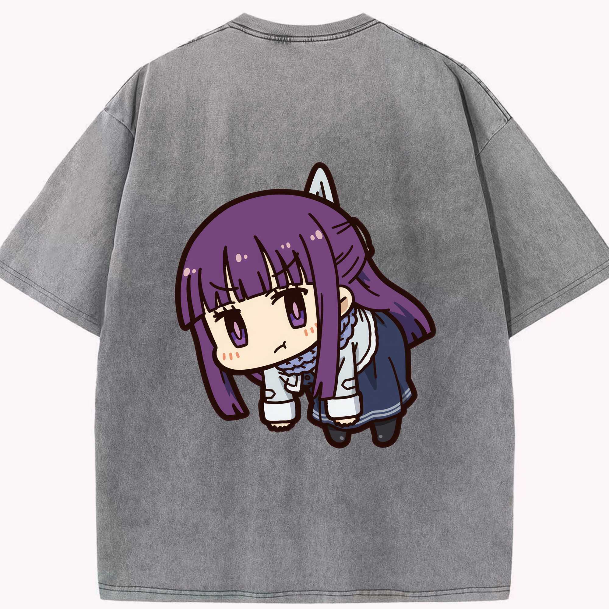 （画像用） 葬送のフリーレン Frieren 綿100% ヴィンテージ風 半袖Tシャツ（背面プリント）