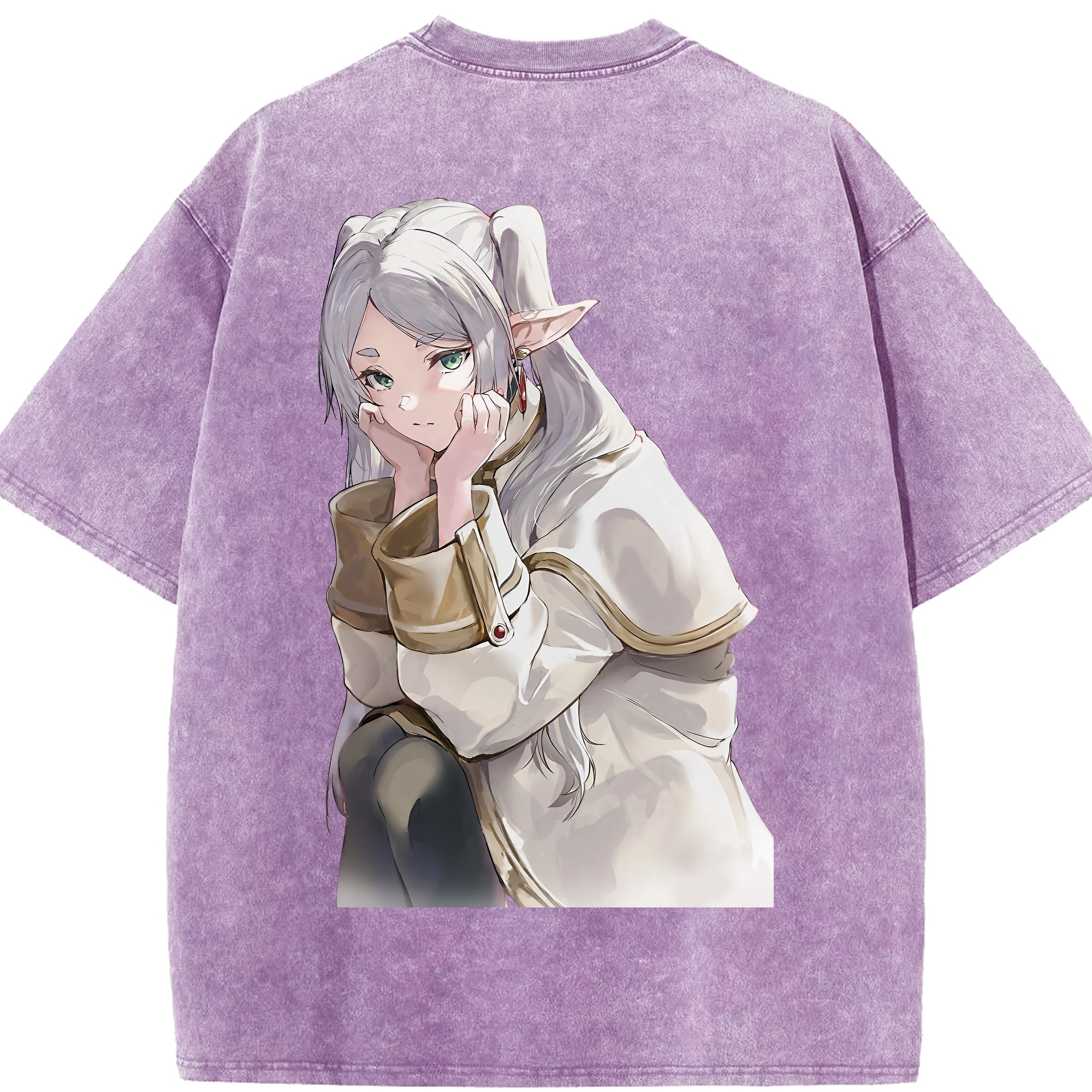 （画像用） 葬送のフリーレン Frieren 綿100% ヴィンテージ風 半袖Tシャツ（背面プリント）