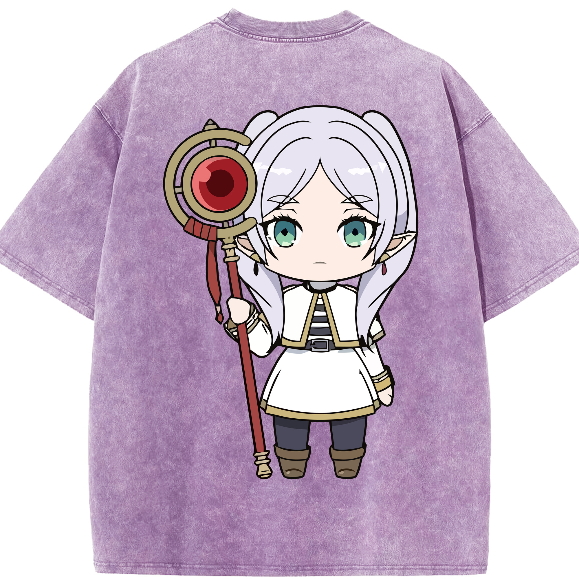 （画像用） 葬送のフリーレン Frieren 綿100% ヴィンテージ風 半袖Tシャツ（背面プリント）