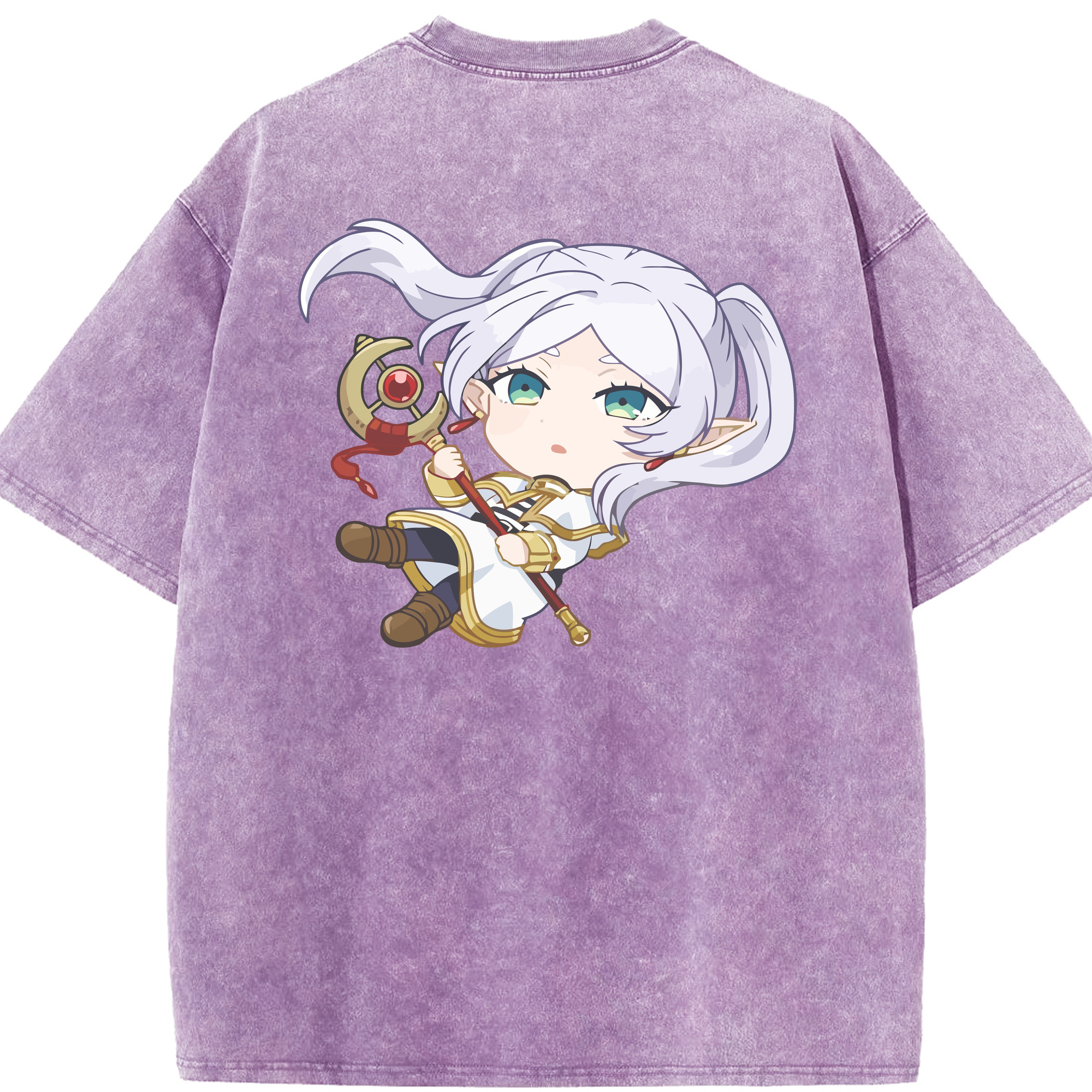 （画像用） 葬送のフリーレン Frieren 綿100% ヴィンテージ風 半袖Tシャツ（背面プリント）