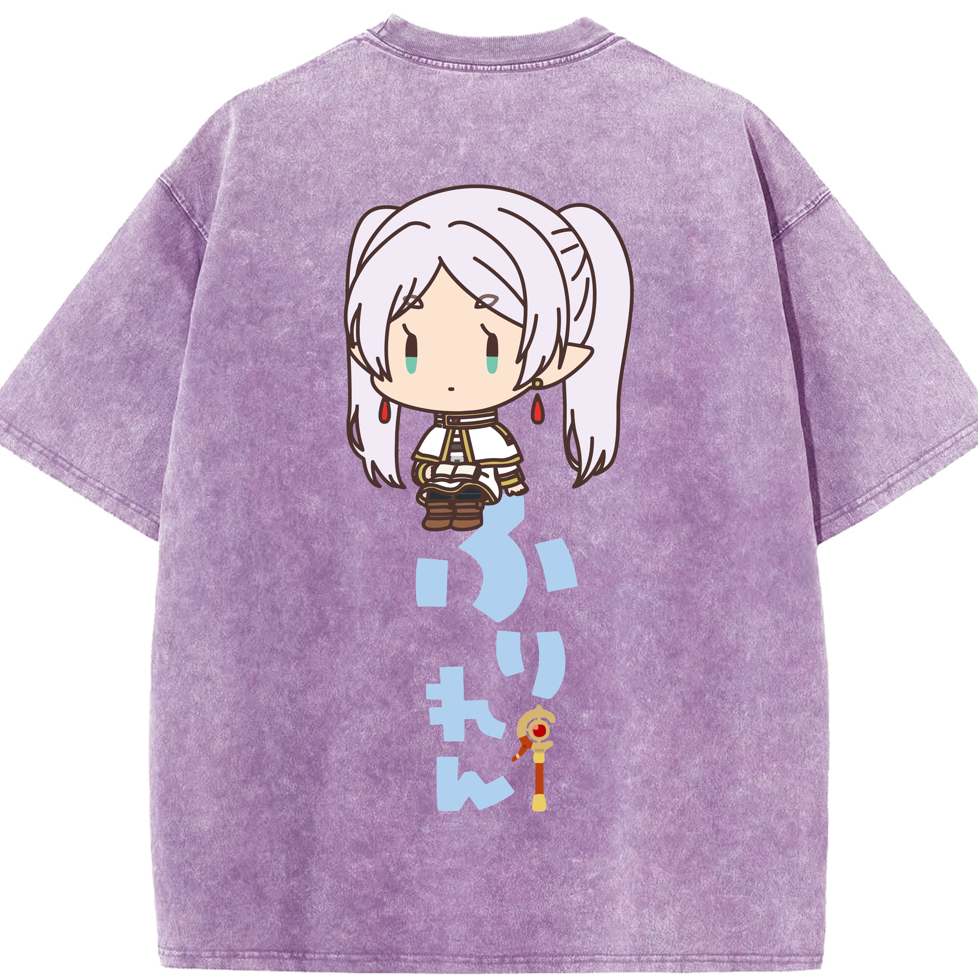 （画像用） 葬送のフリーレン Frieren 綿100% ヴィンテージ風 半袖Tシャツ（背面プリント）