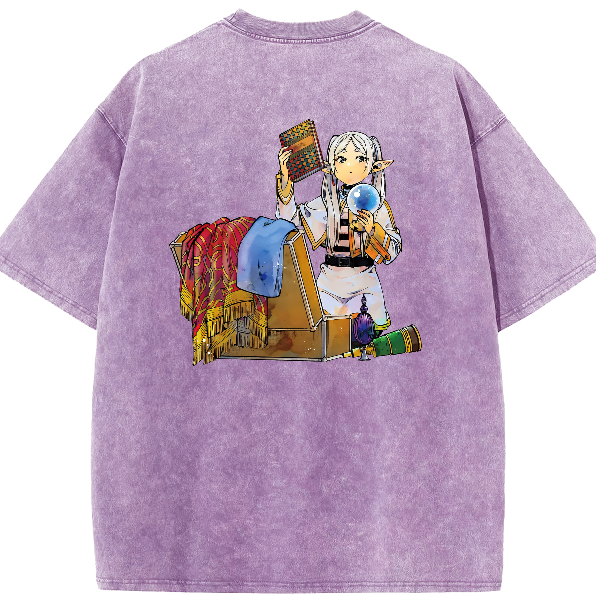 （画像用） 葬送のフリーレン Frieren 綿100% ヴィンテージ風 半袖Tシャツ（背面プリント）