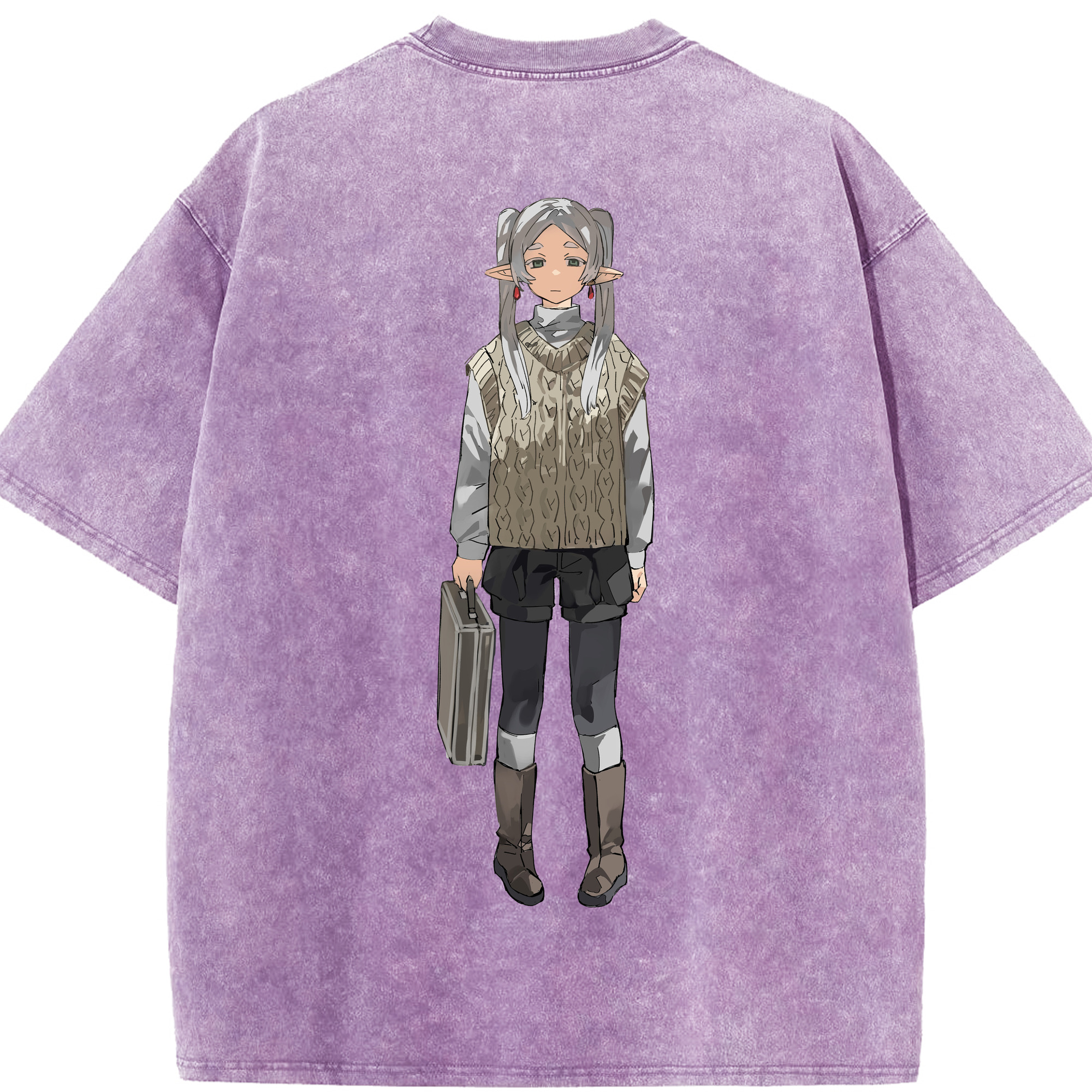 （画像用） 葬送のフリーレン Frieren 綿100% ヴィンテージ風 半袖Tシャツ（背面プリント）