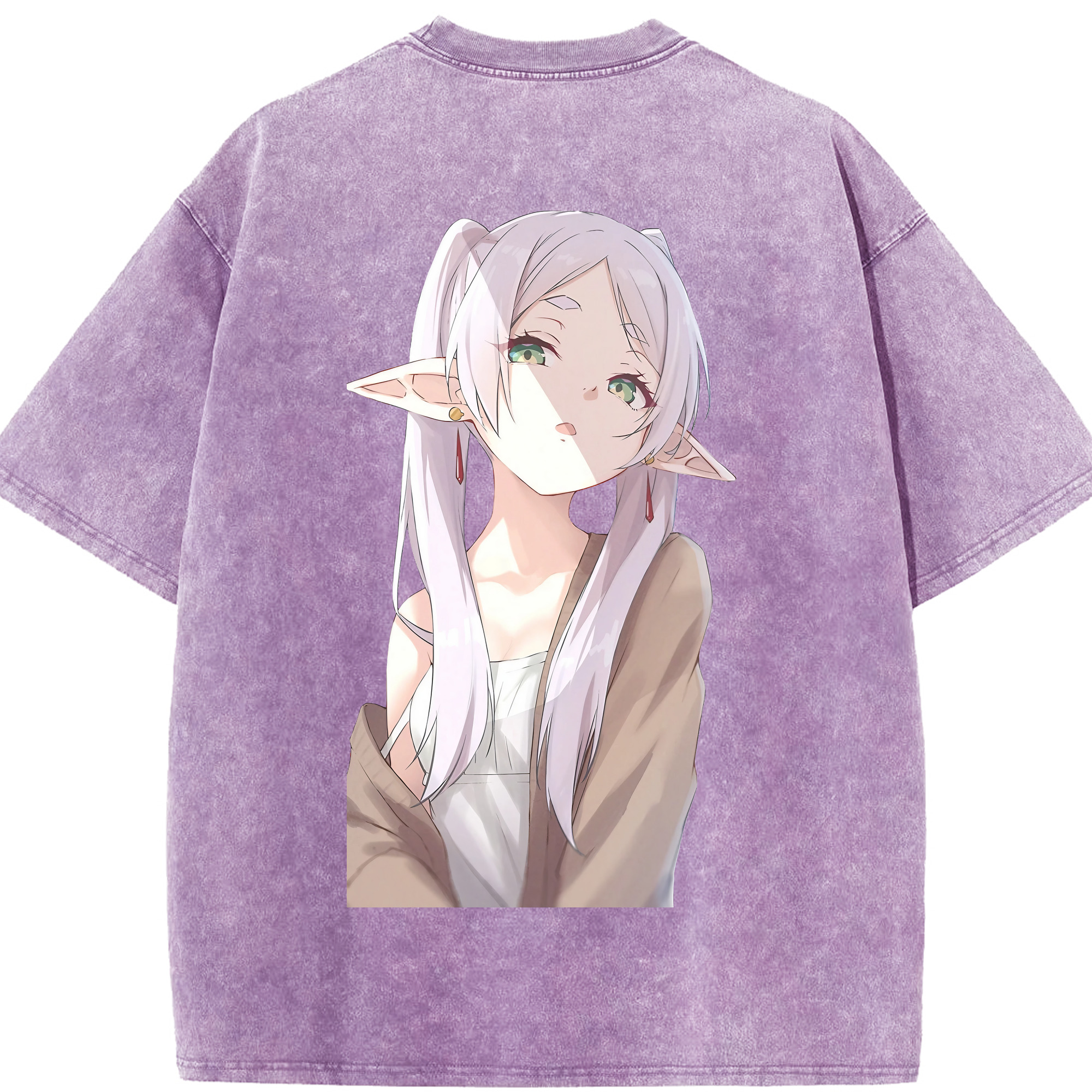 （画像用） 葬送のフリーレン Frieren 綿100% ヴィンテージ風 半袖Tシャツ（背面プリント）