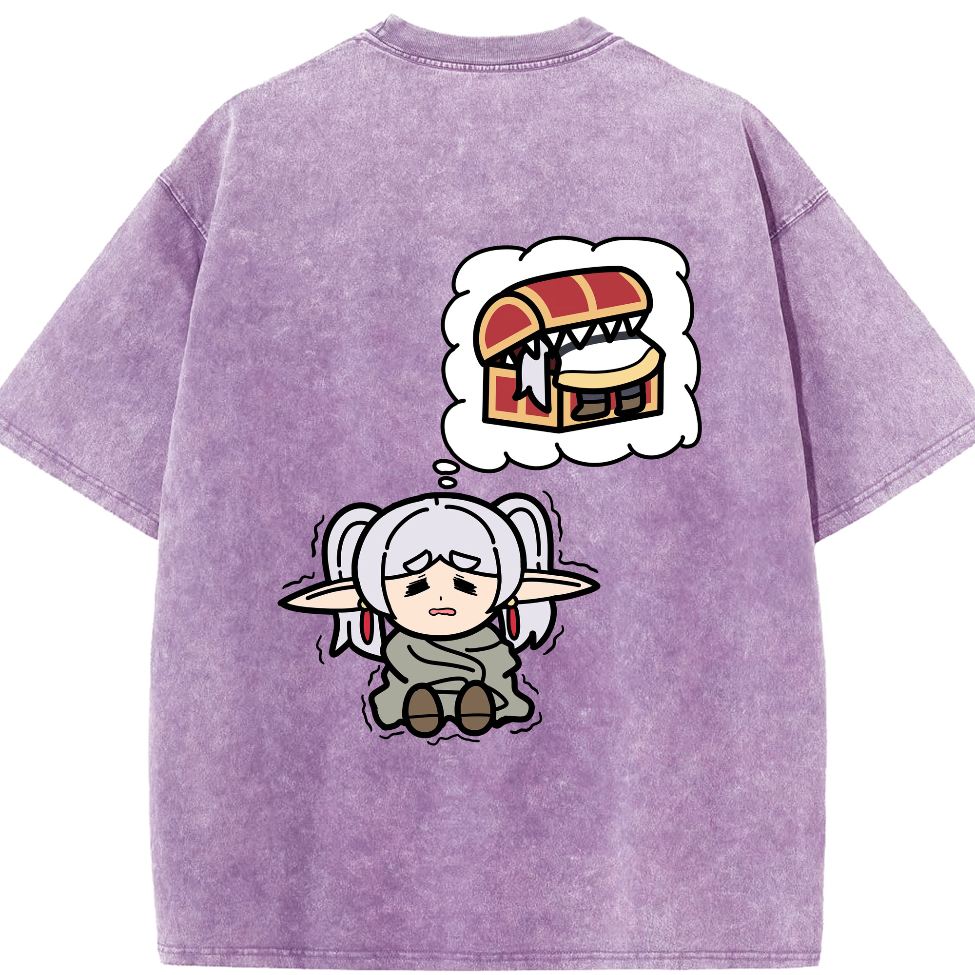 （画像用） 葬送のフリーレン Frieren 綿100% ヴィンテージ風 半袖Tシャツ（背面プリント）