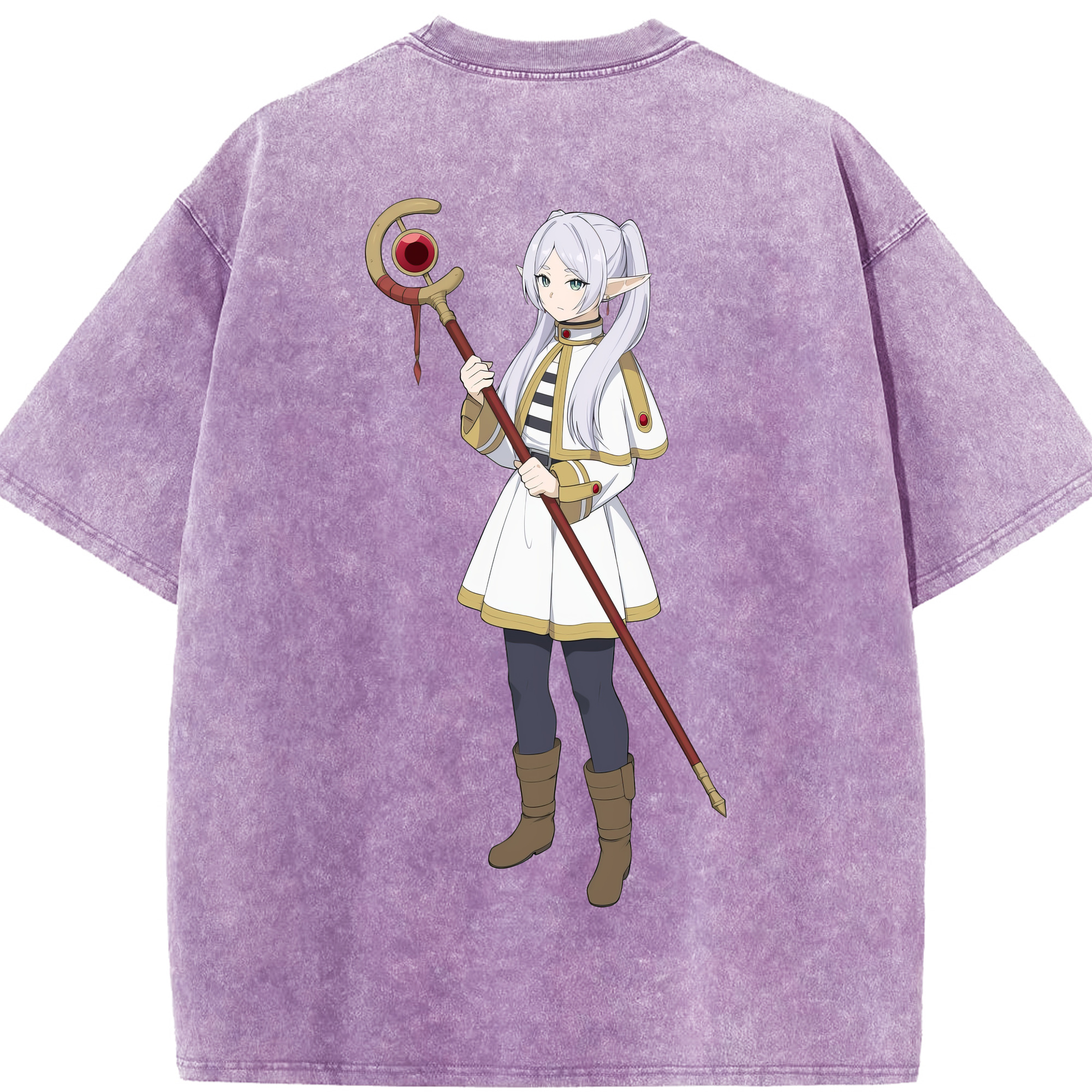 （画像用） 葬送のフリーレン Frieren 綿100% ヴィンテージ風 半袖Tシャツ（背面プリント）