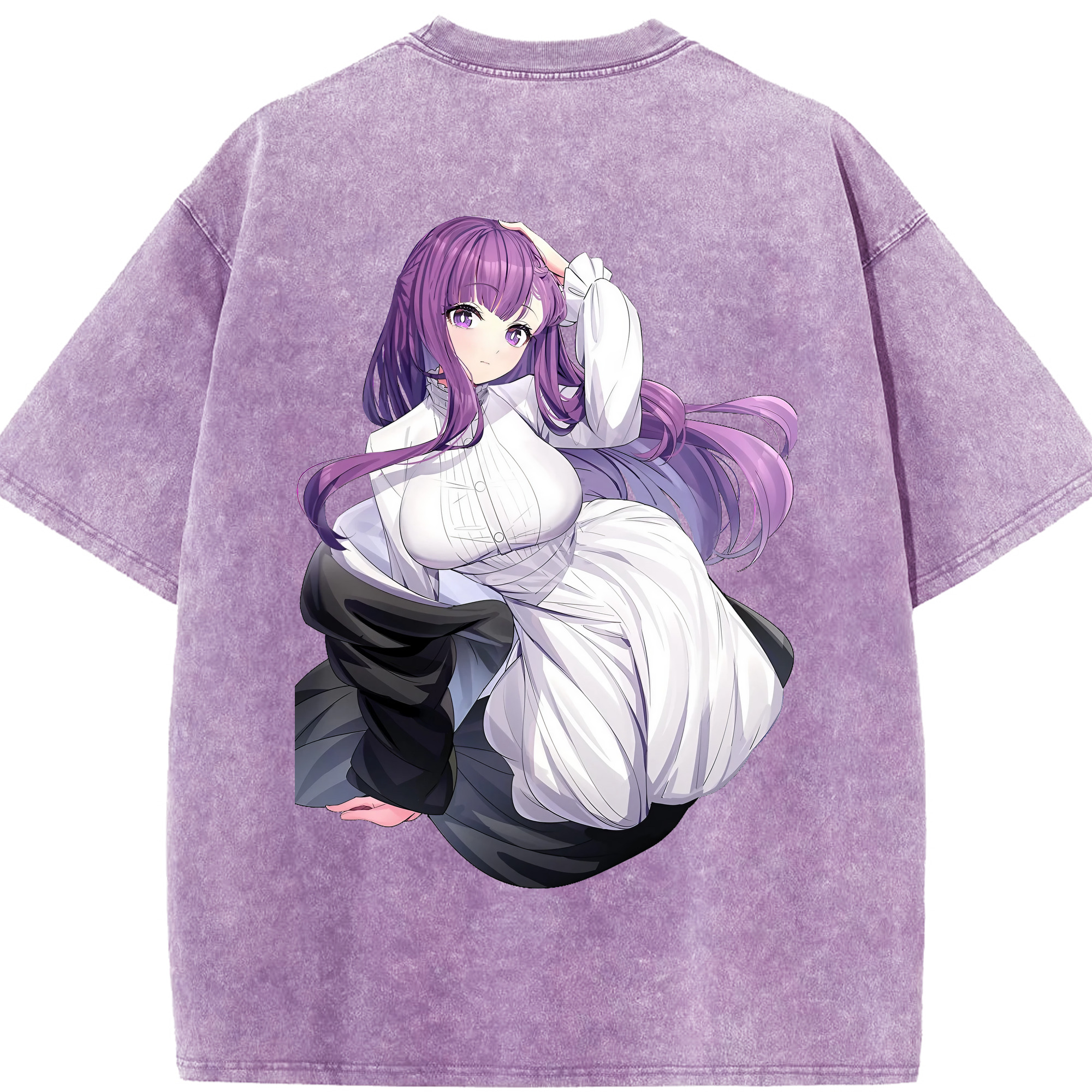 （画像用） 葬送のフリーレン Frieren 綿100% ヴィンテージ風 半袖Tシャツ（背面プリント）