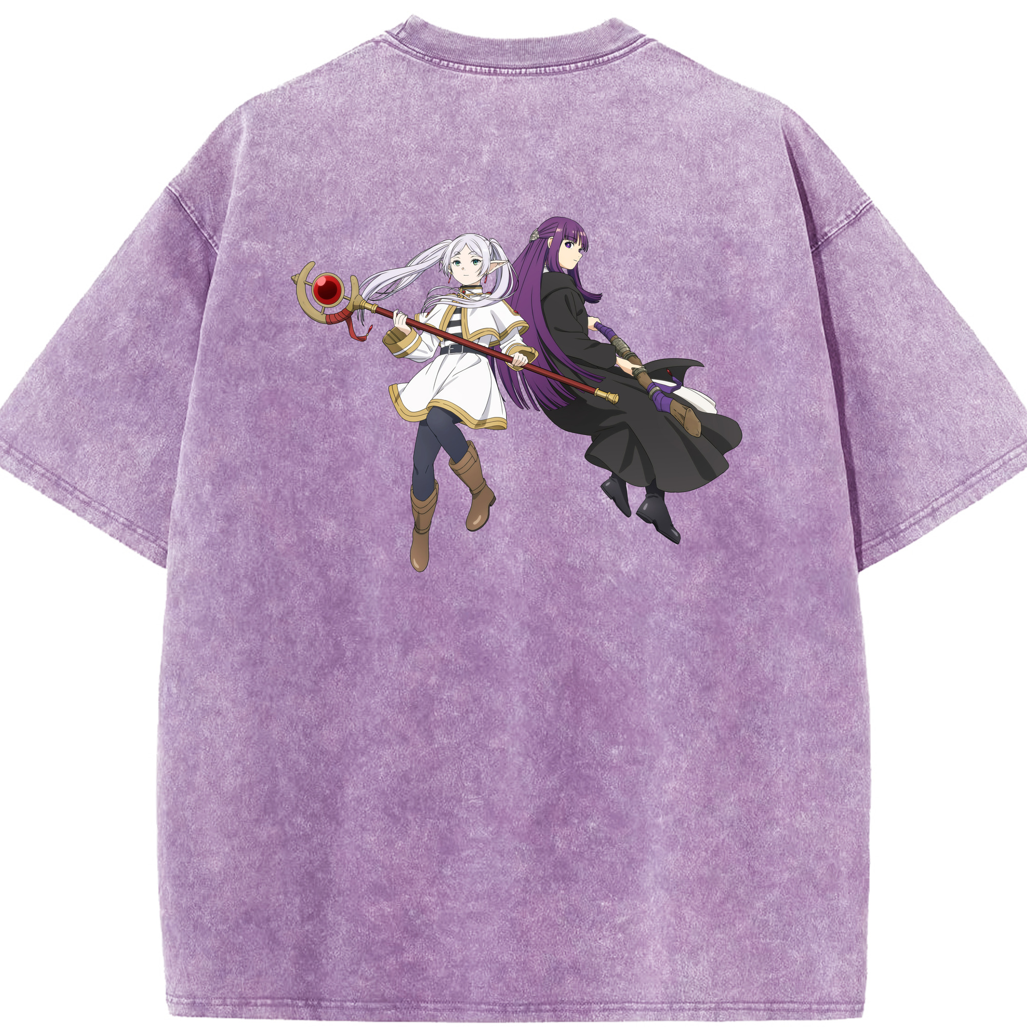（画像用） 葬送のフリーレン Frieren 綿100% ヴィンテージ風 半袖Tシャツ（背面プリント）