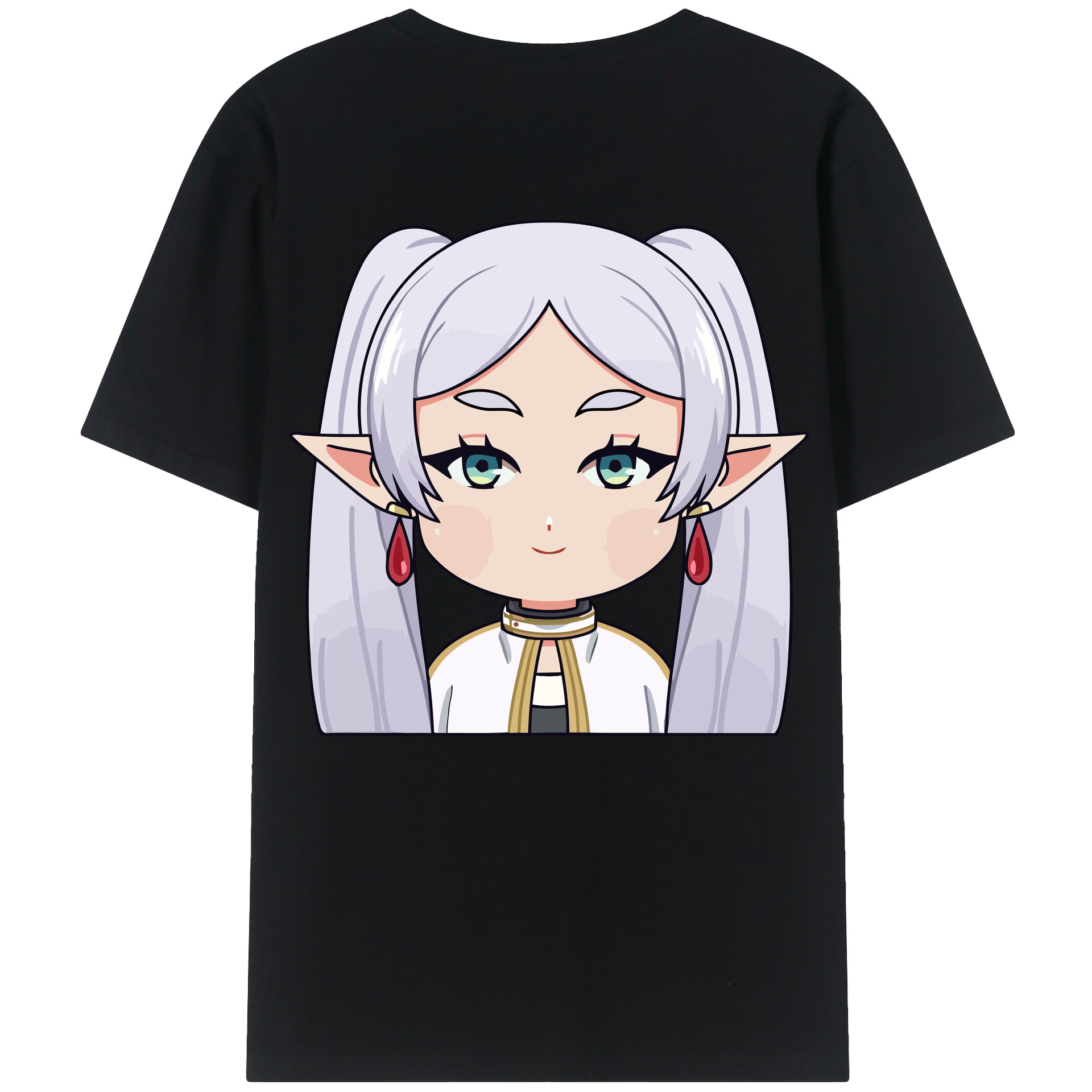 （画像用） 葬送のフリーレン Frieren 綿100％ メンズ半袖Tシャツ（バックプリント） 通気性
