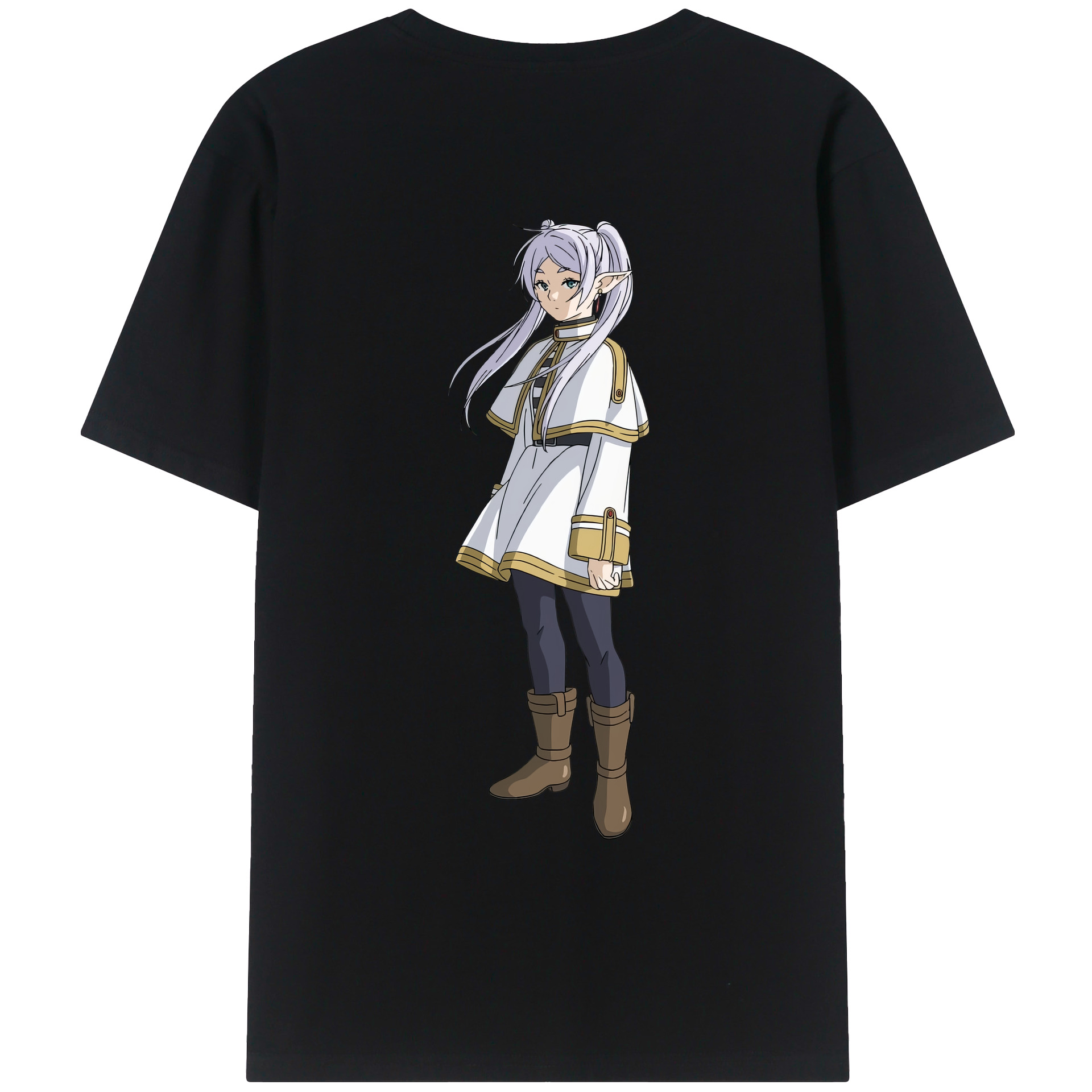 （画像用） 葬送のフリーレン Frieren 綿100％ メンズ半袖Tシャツ（バックプリント） 通気性