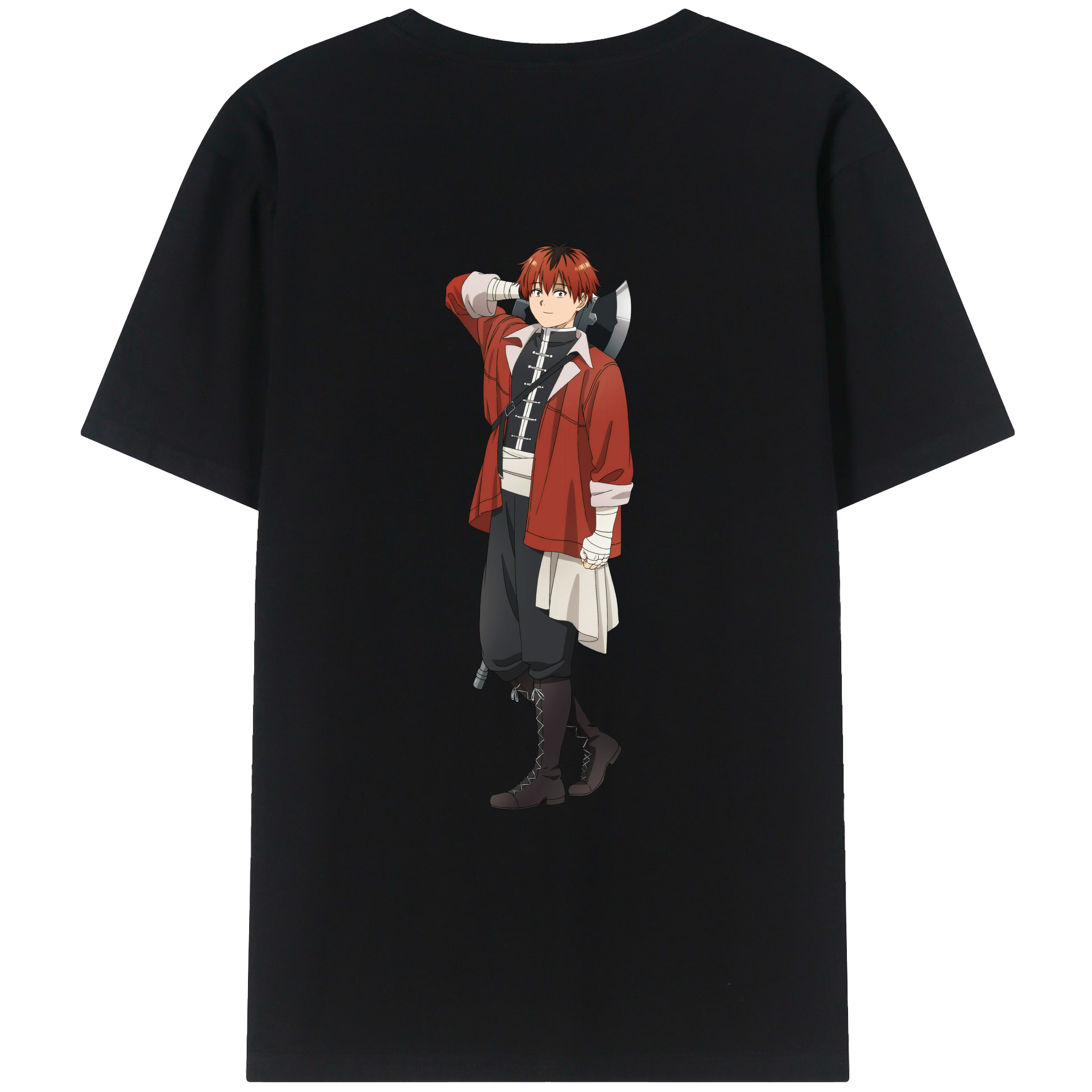 （画像用） 葬送のフリーレン Frieren 綿100％ メンズ半袖Tシャツ（バックプリント） 通気性