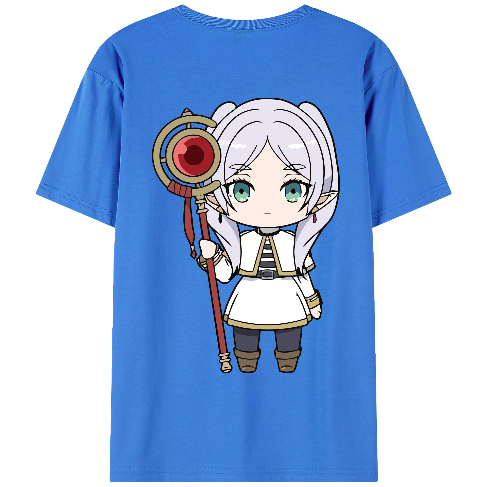（画像用） 葬送のフリーレン Frieren 綿100％ メンズ半袖Tシャツ（バックプリント） 通気性