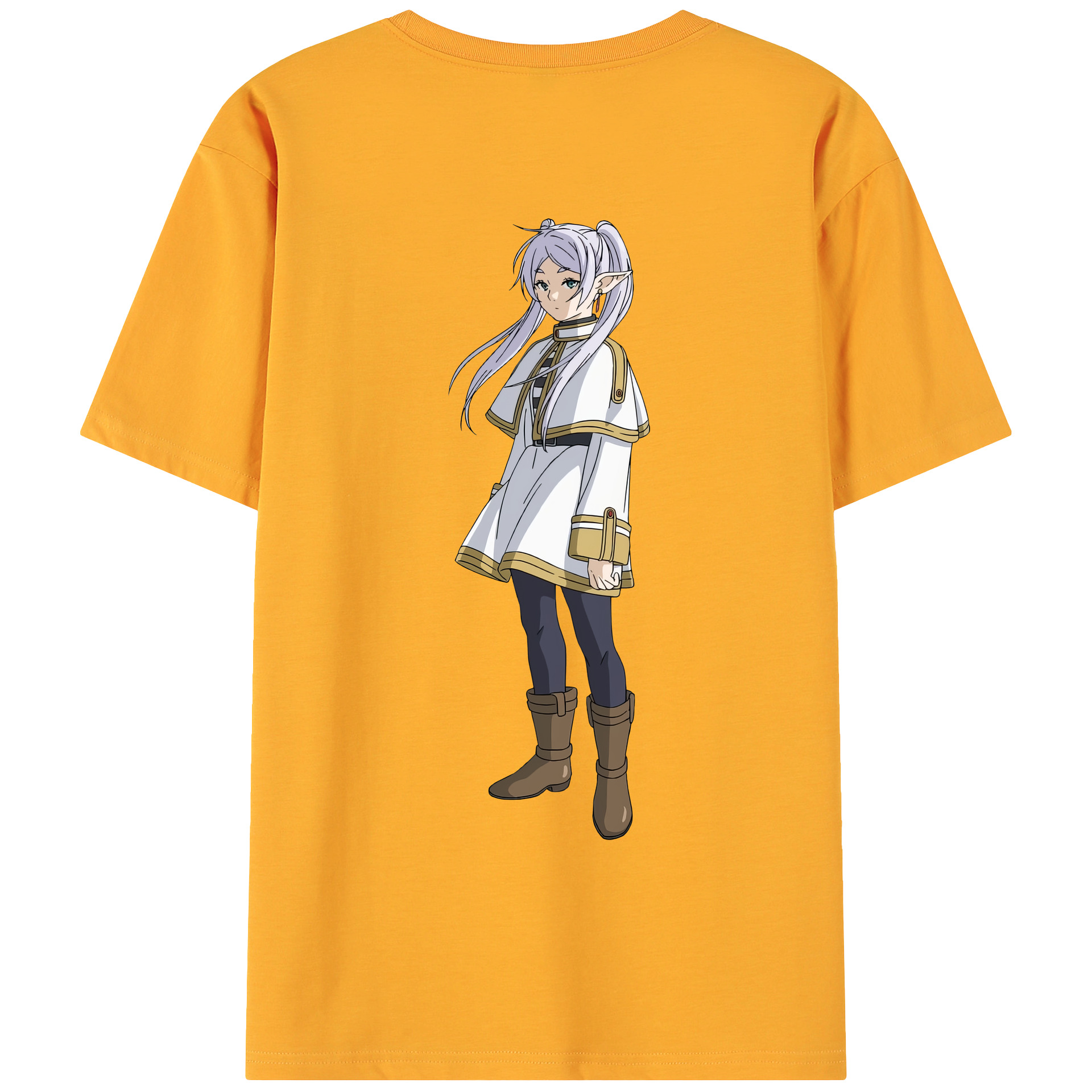 （画像用） 葬送のフリーレン Frieren 綿100％ メンズ半袖Tシャツ（バックプリント） 通気性