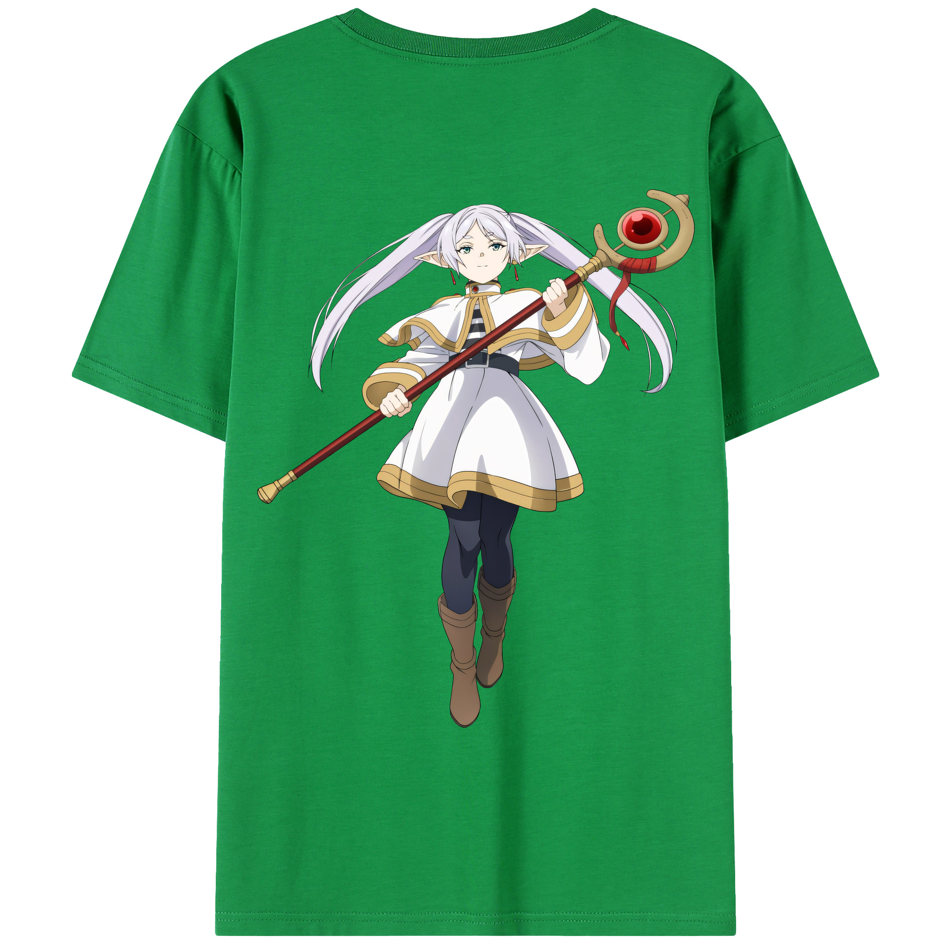 （画像用） 葬送のフリーレン Frieren 綿100％ メンズ半袖Tシャツ（バックプリント） 通気性