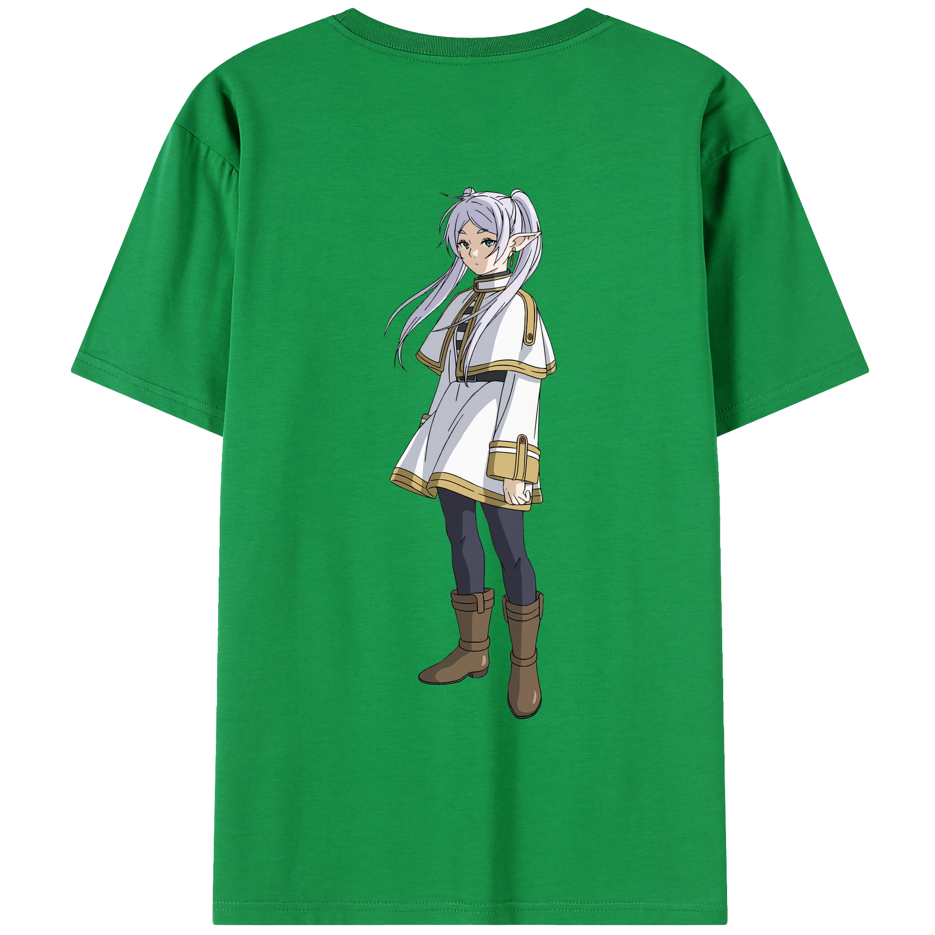 （画像用） 葬送のフリーレン Frieren 綿100％ メンズ半袖Tシャツ（バックプリント） 通気性