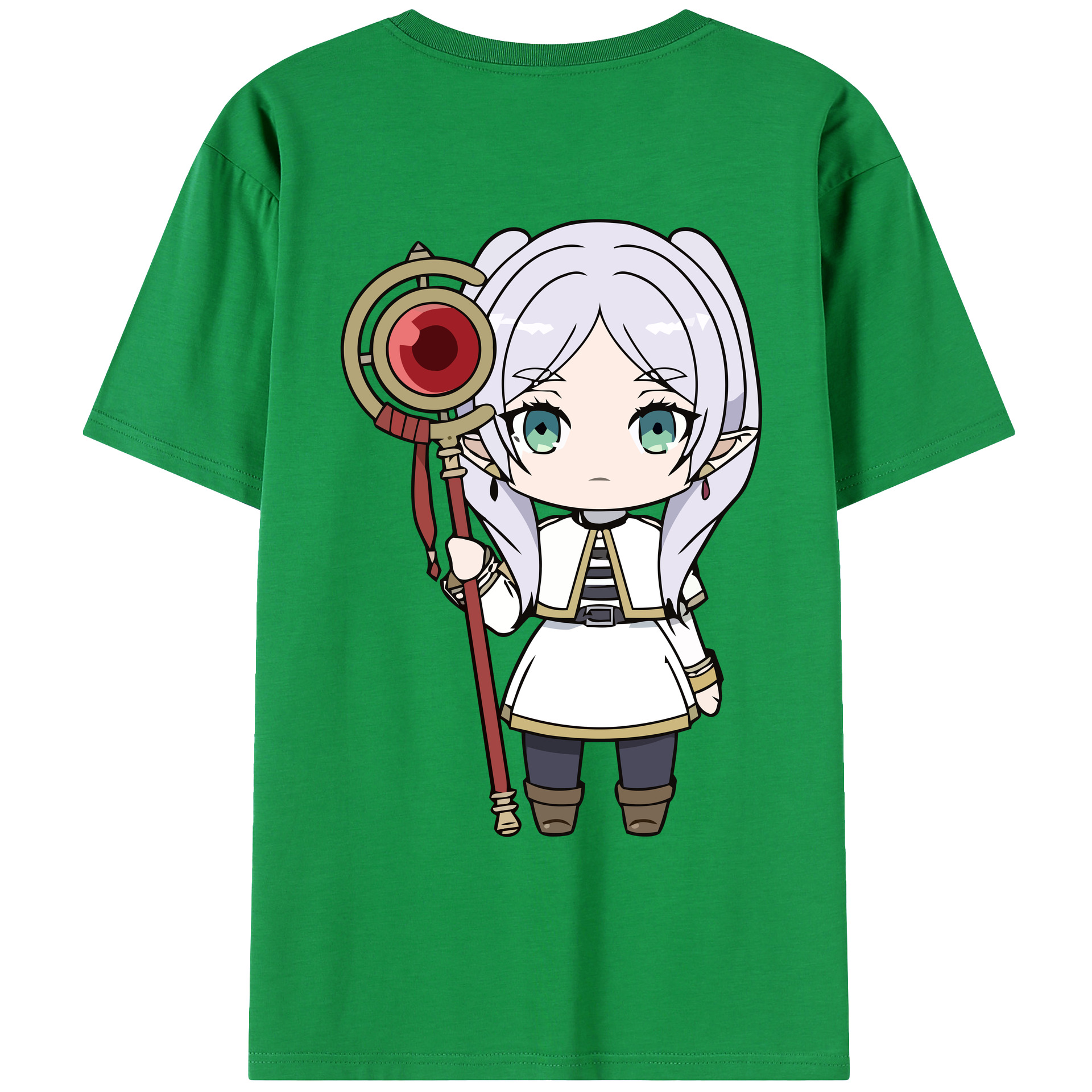 （画像用） 葬送のフリーレン Frieren 綿100％ メンズ半袖Tシャツ（バックプリント） 通気性