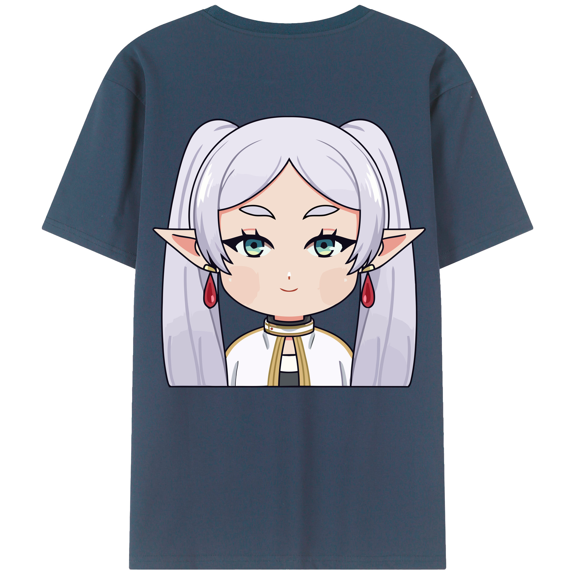 （画像用） 葬送のフリーレン Frieren 綿100％ メンズ半袖Tシャツ（バックプリント） 通気性